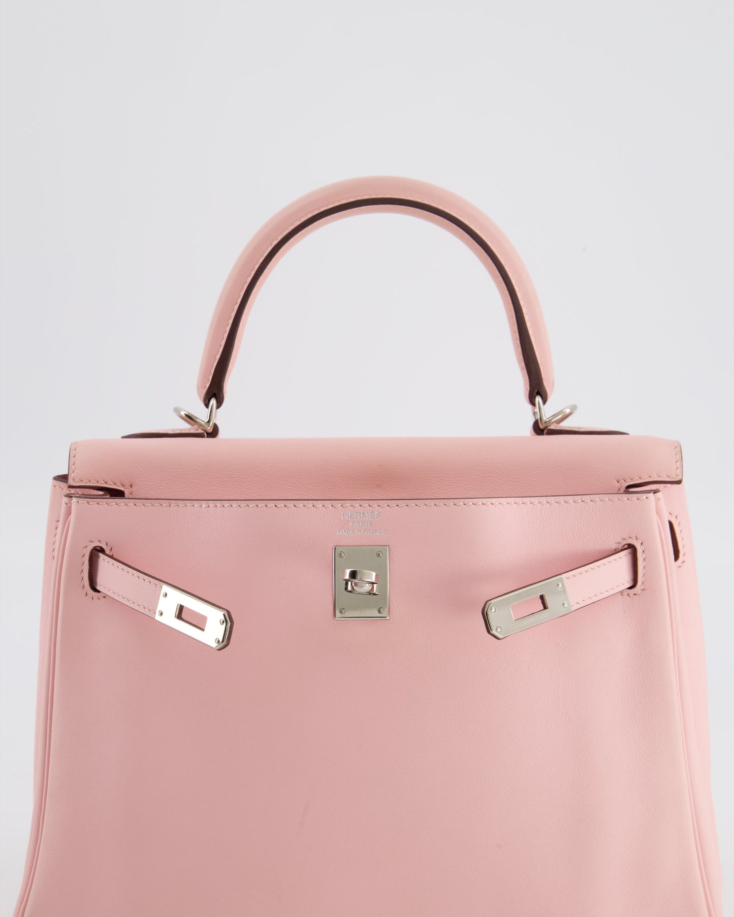 Hermes Kelly 25 Retourne Bag in Rose Sakura Swift Leather with Palladium Hardware