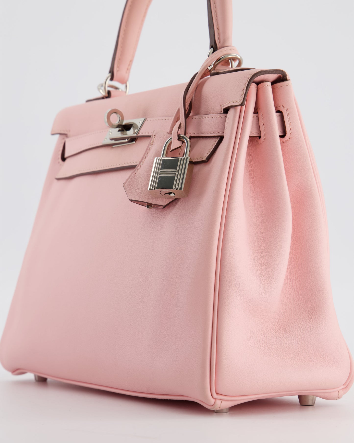 Hermes Kelly 25 Retourne Bag in Rose Sakura Swift Leather with Palladium Hardware