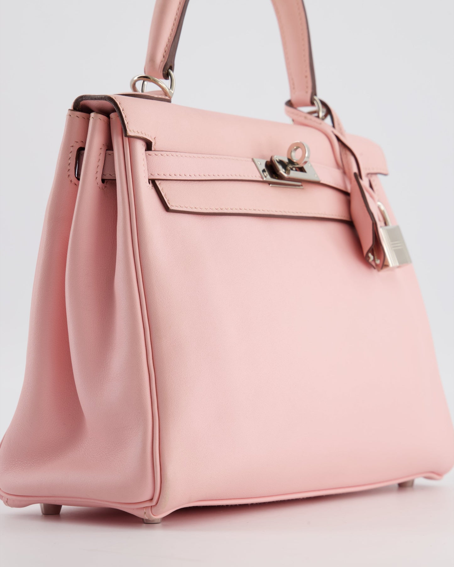 Hermes Kelly 25 Retourne Bag in Rose Sakura Swift Leather with Palladium Hardware