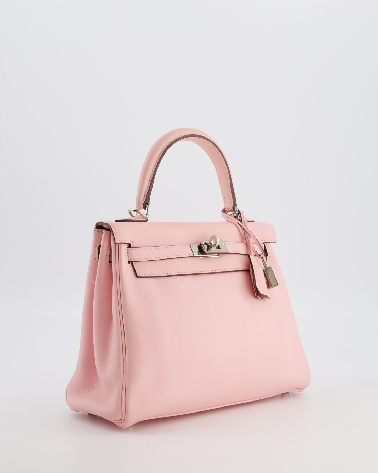 Hermes Kelly 25 Retourne Bag in Rose Sakura Swift Leather with Palladium Hardware