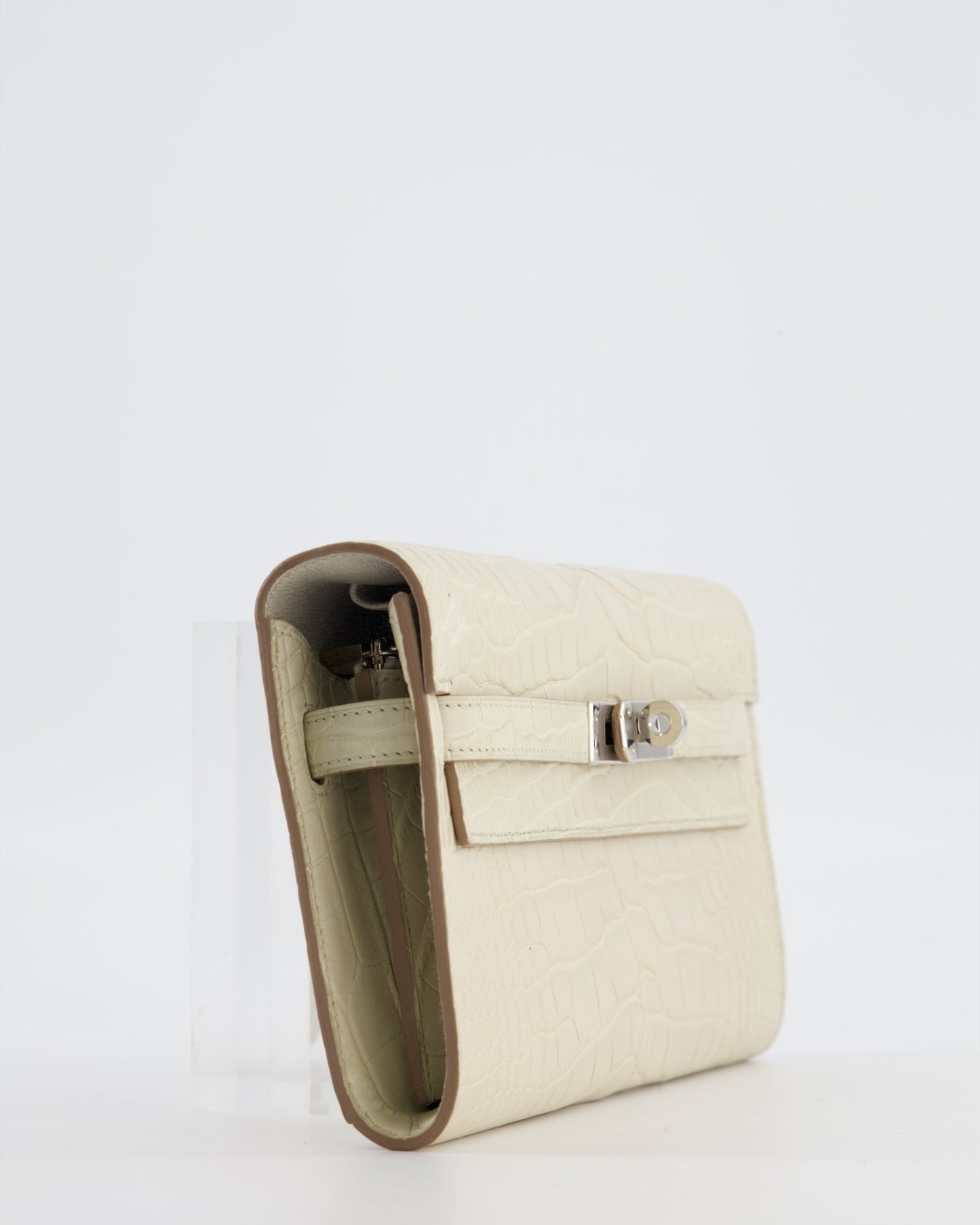 Hermes Kelly To Go Bag in Beton Alligator Mississippiensis Leather with Palladium Hardware