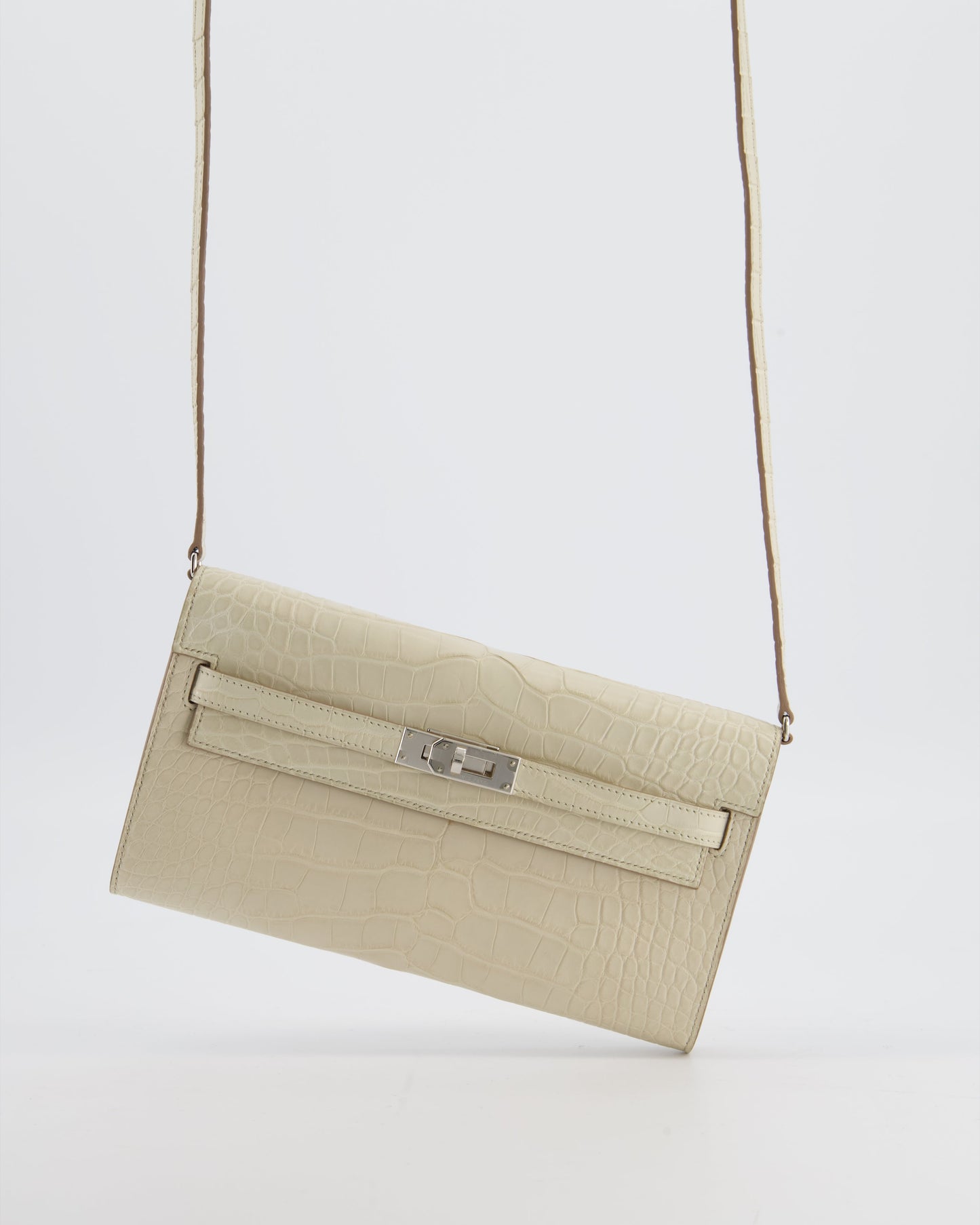 Hermes Kelly To Go Bag in Beton Alligator Mississippiensis Leather with Palladium Hardware