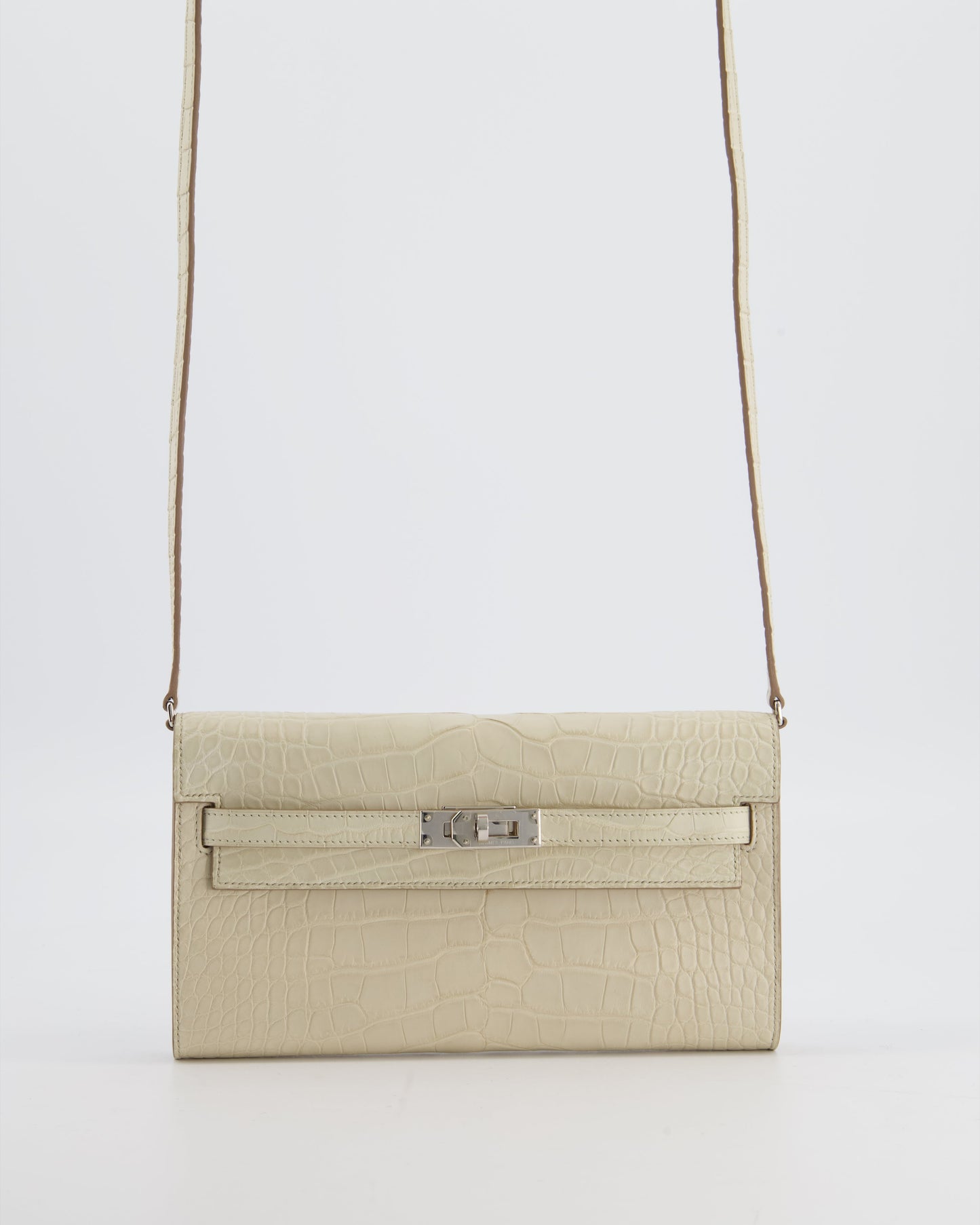 Hermes Kelly To Go Bag in Beton Alligator Mississippiensis Leather with Palladium Hardware