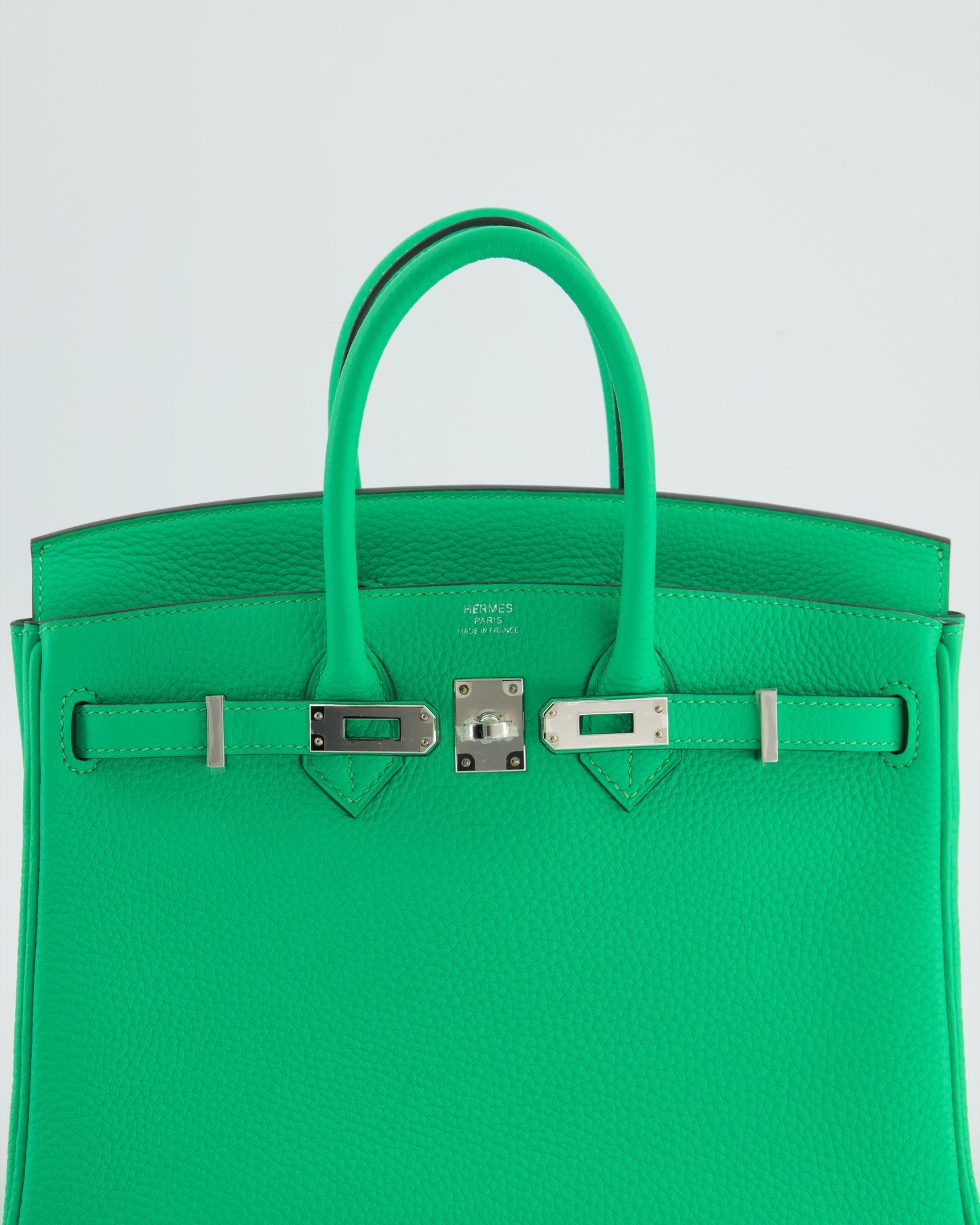 Hermes Birkin 25 Retourne Bag in Vert Comics Togo Leather with Palladium Hardware