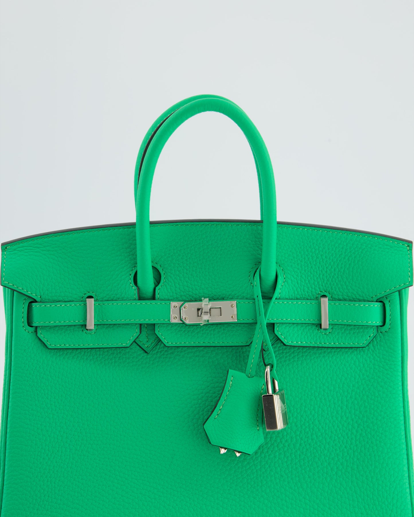 Hermes Birkin 25 Retourne Bag in Vert Comics Togo Leather with Palladium Hardware