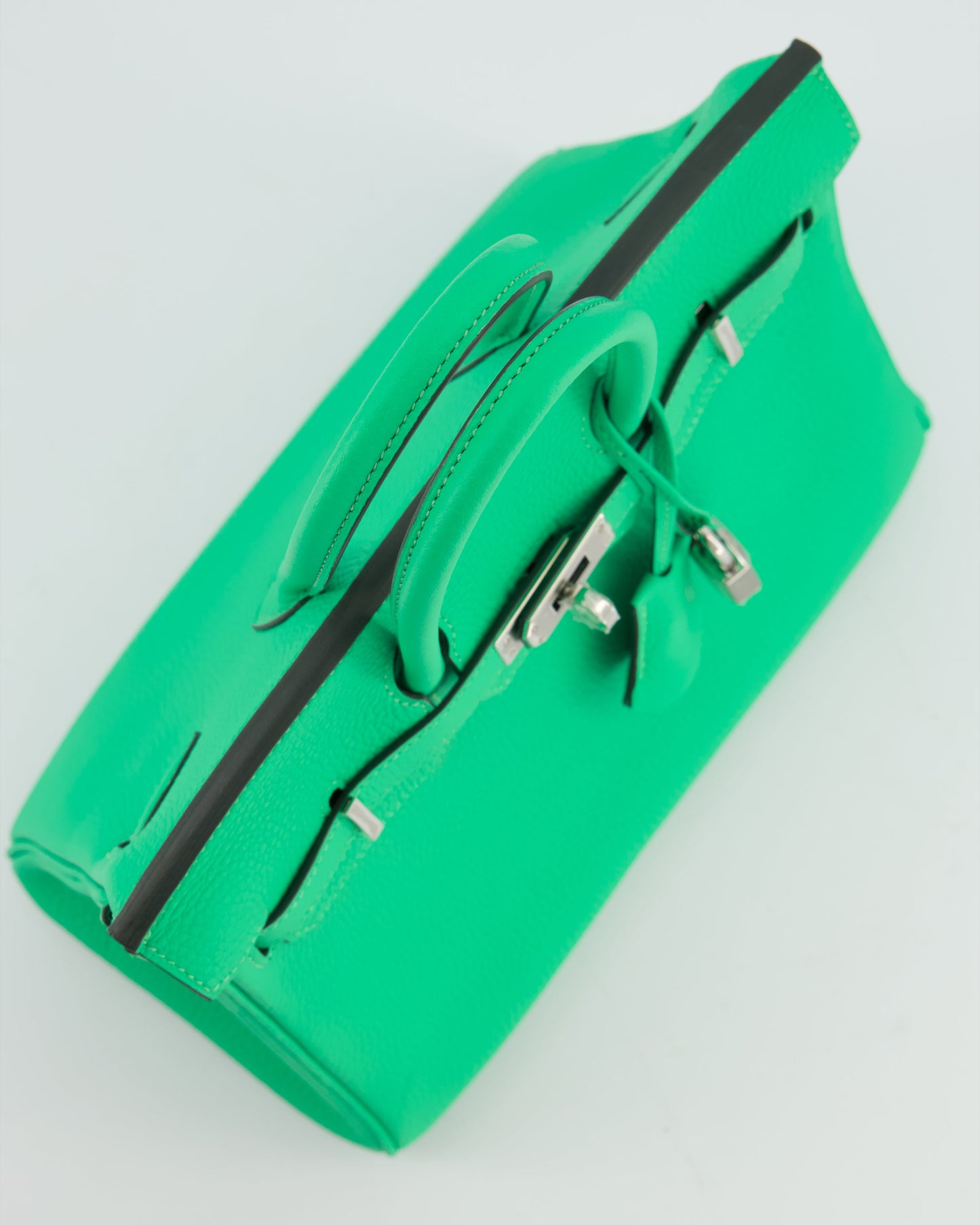 Hermes Birkin 25 Retourne Bag in Vert Comics Togo Leather with Palladium Hardware