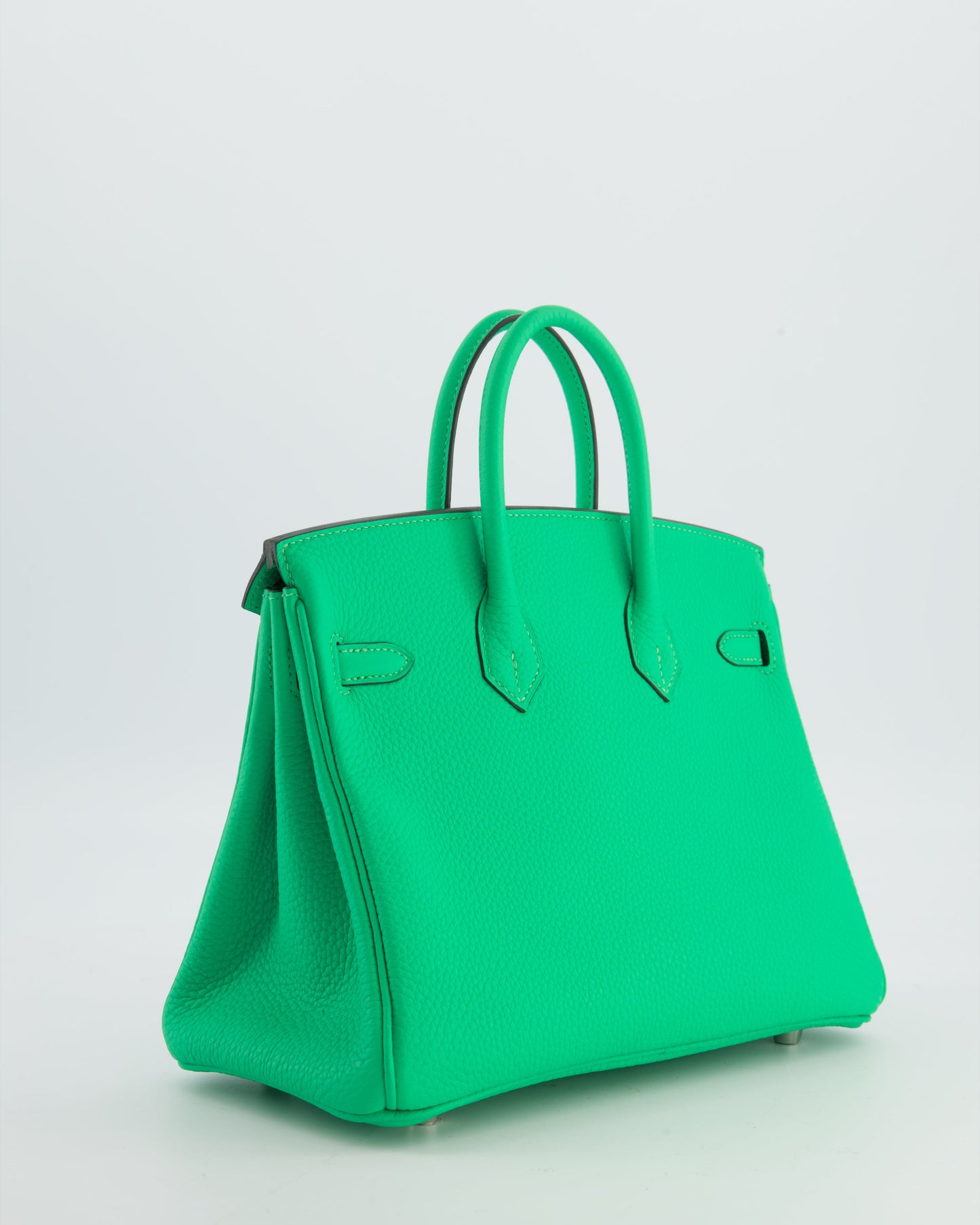 Hermes Birkin 25 Retourne Bag in Vert Comics Togo Leather with Palladium Hardware