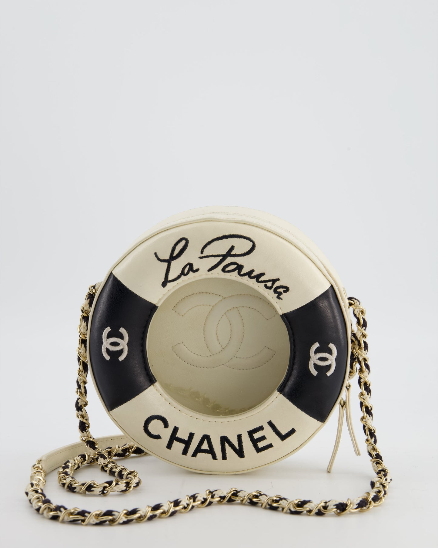 Chanel La Pa Coco Lifesaver Bag in Black and White with Champagne Gold Hardware