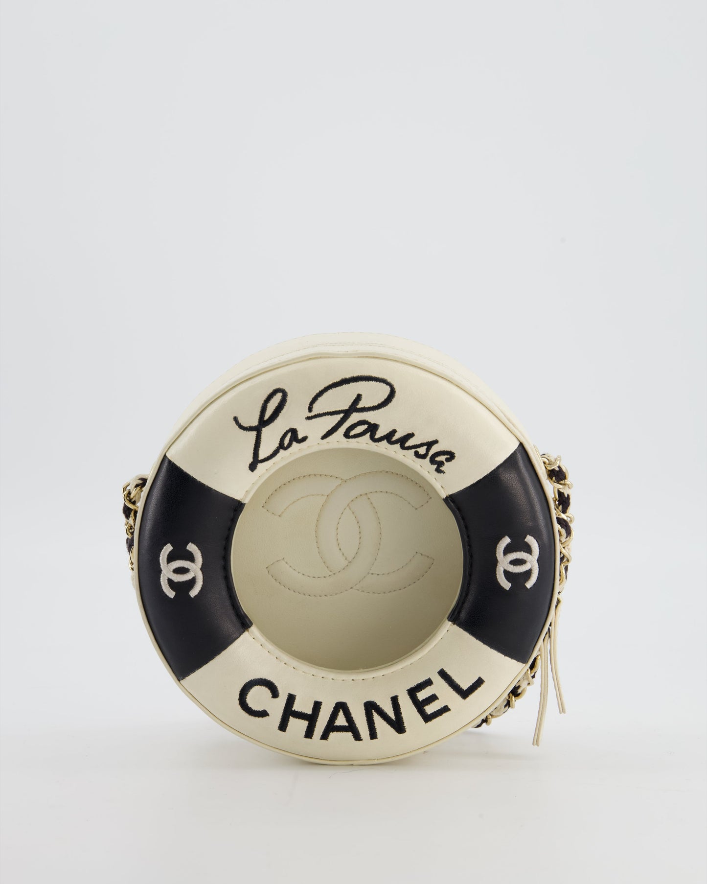 Chanel La Pa Coco Lifesaver Bag in Black and White with Champagne Gold Hardware