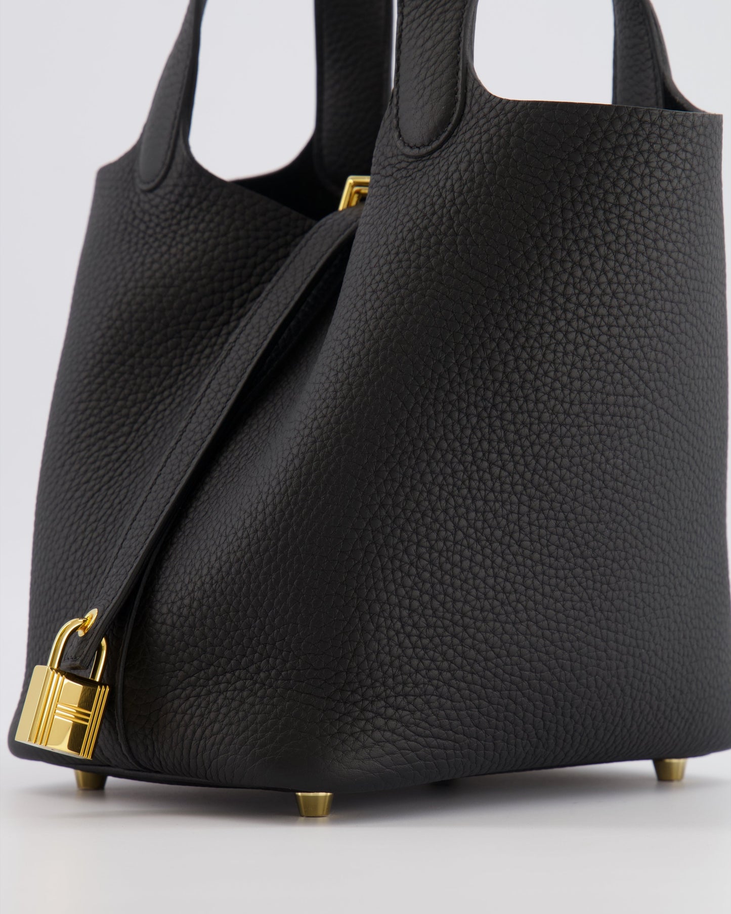Hermes Picotin Lock Bag 18cm in Noir Clemence Leather with Gold Hardware