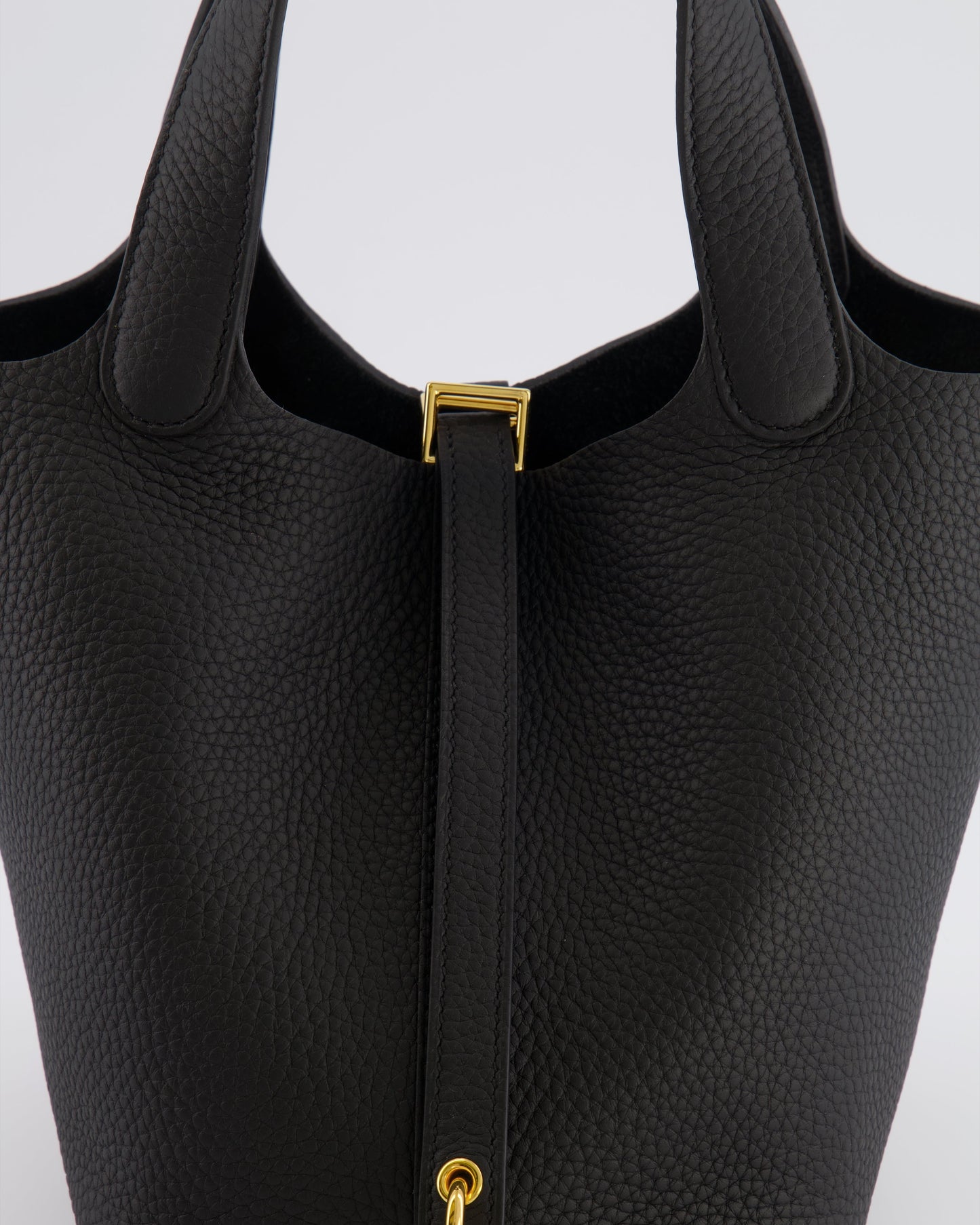 Hermes Picotin Lock Bag 18cm in Noir Clemence Leather with Gold Hardware