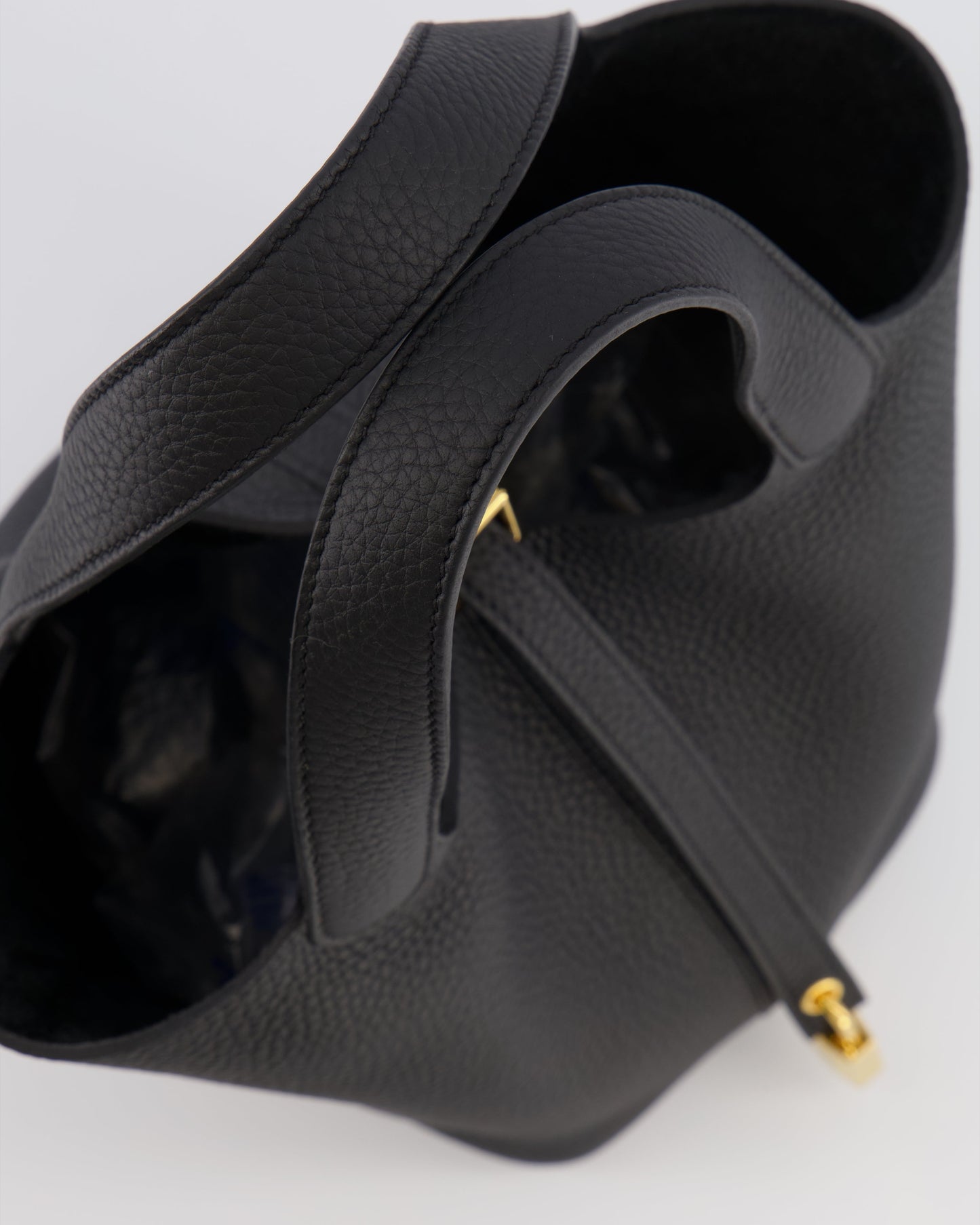 Hermes Picotin Lock Bag 18cm in Noir Clemence Leather with Gold Hardware