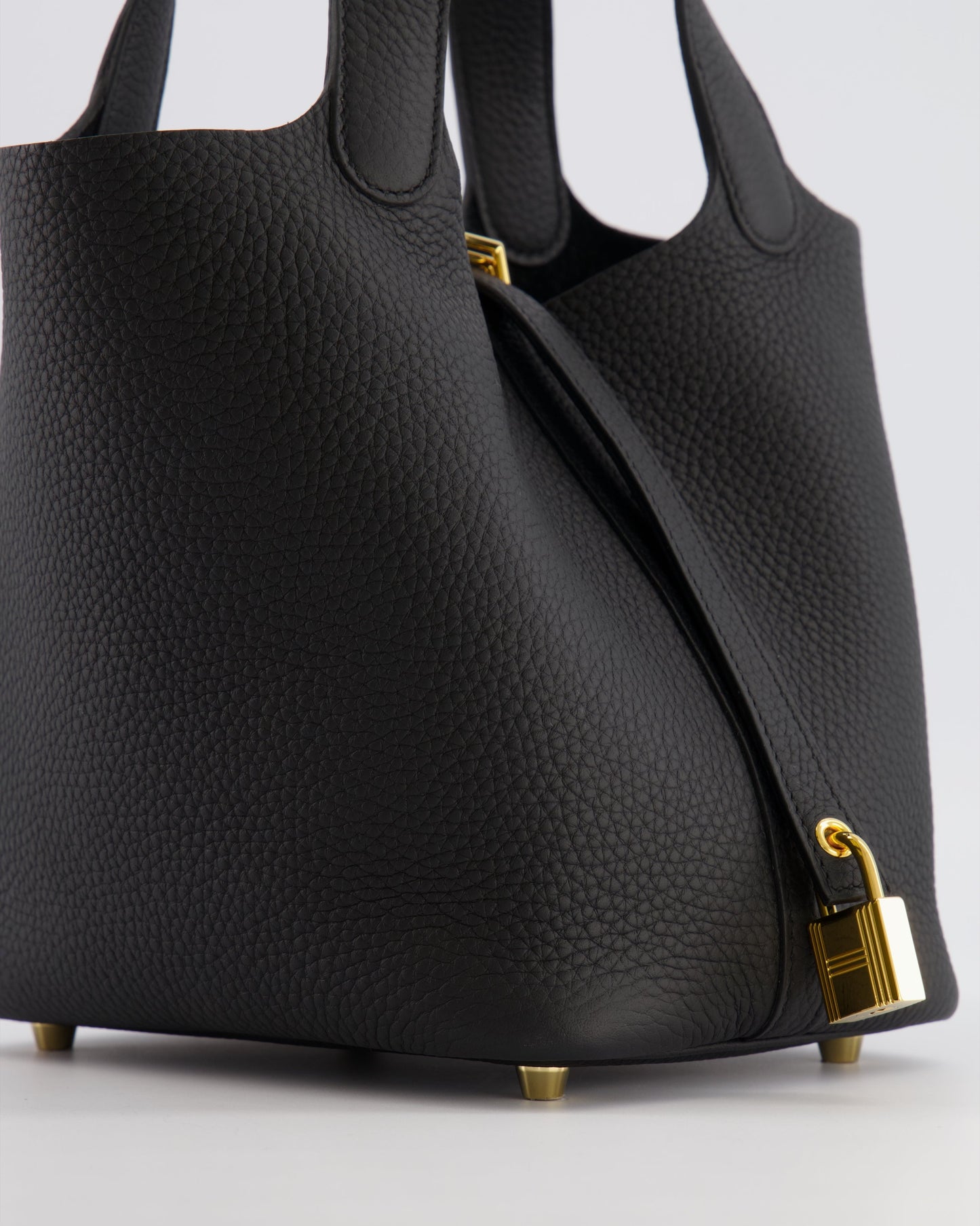 Hermes Picotin Lock Bag 18cm in Noir Clemence Leather with Gold Hardware