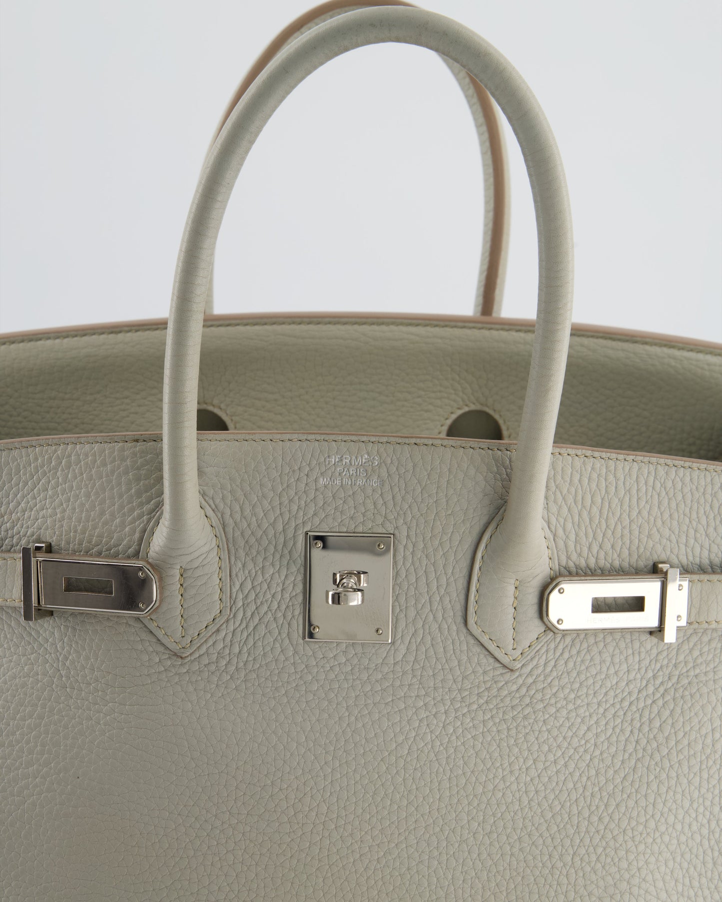 Hermes Birkin 35 Retourne Bag in Gris Perle Togo Leather with Palladium Hardware