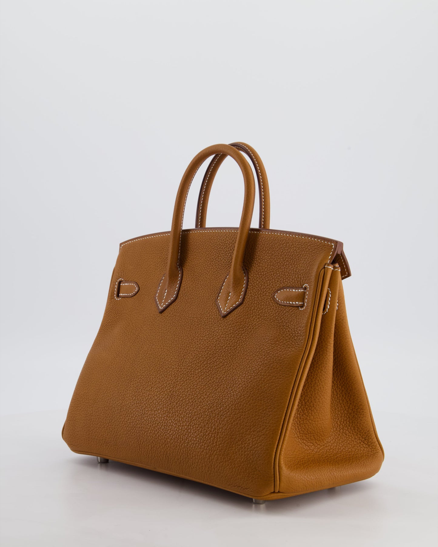 *RARE* Hermes Birkin 25 Retourne Bag in Fauve Barenia Faubourg Leather with Palladium Hardware