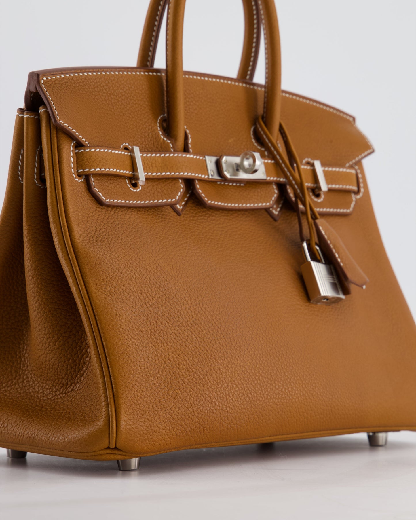 *RARE* Hermes Birkin 25 Retourne Bag in Fauve Barenia Faubourg Leather with Palladium Hardware