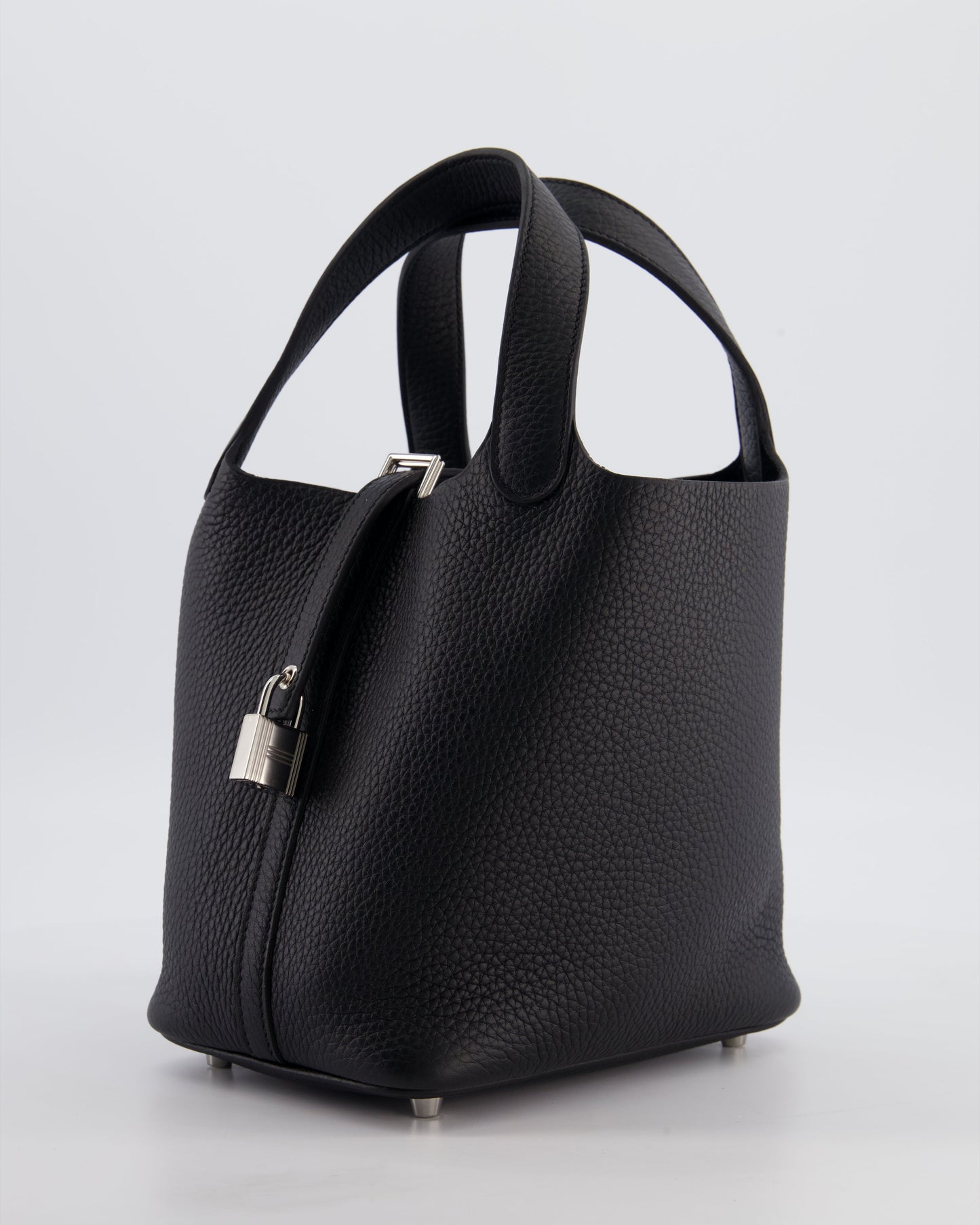 Hermes Picotin Lock 18 Bag in Noir Clemence Leather with Palladium Hardware