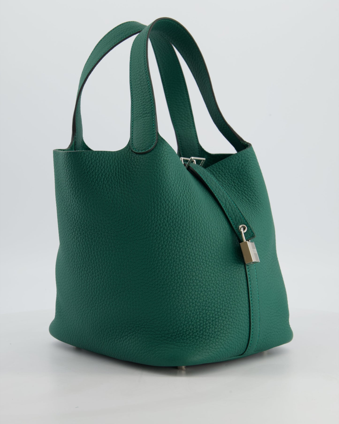 Hermes Picotin Lock 22 Bag in Vert Moyen Clemence Leather with Palladium Hardware