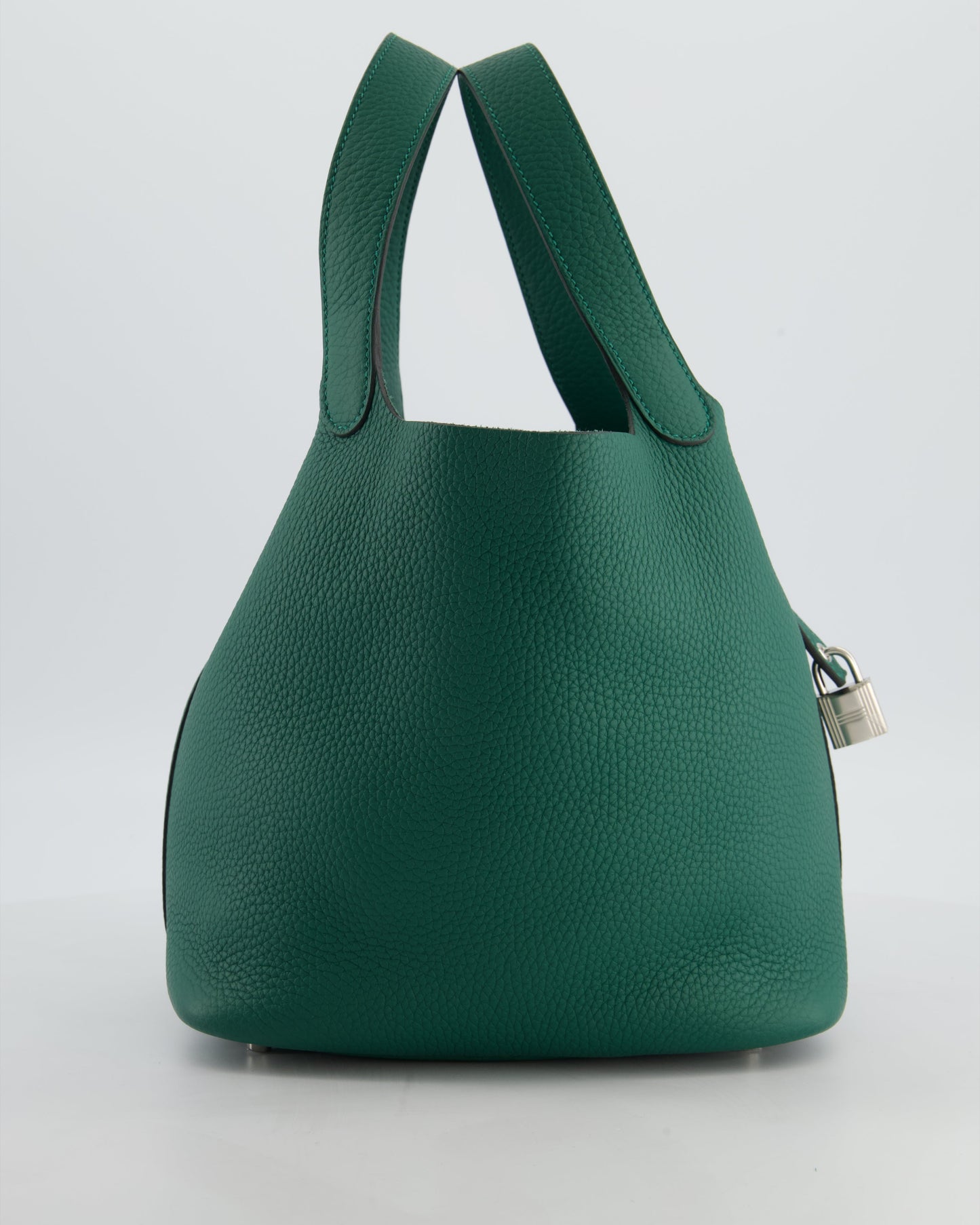 Hermes Picotin Lock 22 Bag in Vert Moyen Clemence Leather with Palladium Hardware