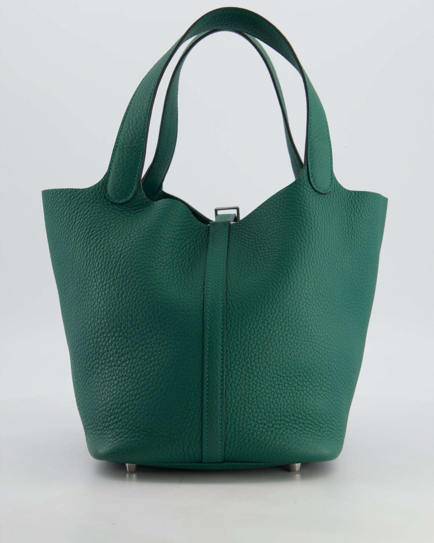 Hermes Picotin Lock 22 Bag in Vert Moyen Clemence Leather with Palladium Hardware