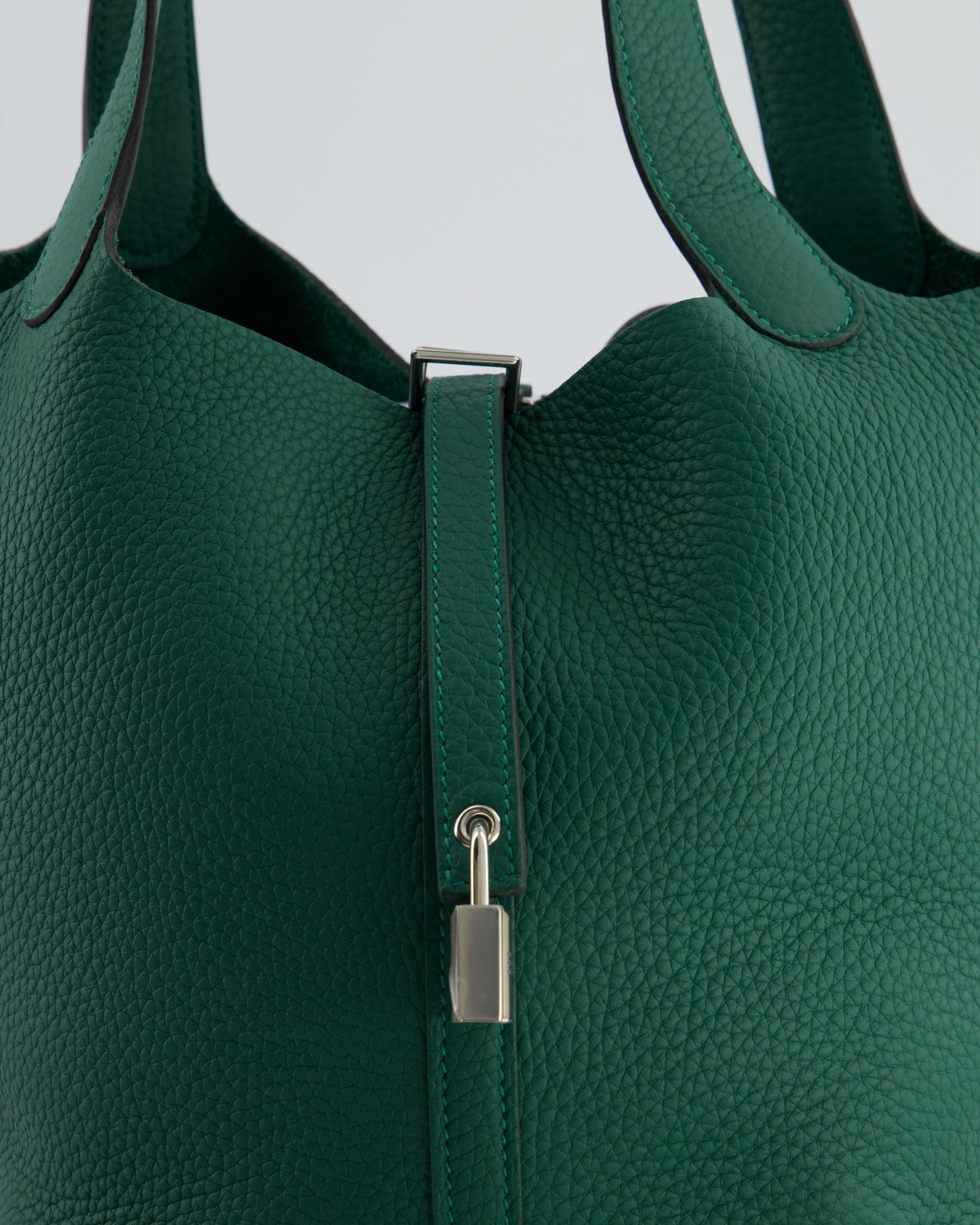 Hermes Picotin Lock 22 Bag in Vert Moyen Clemence Leather with Palladium Hardware