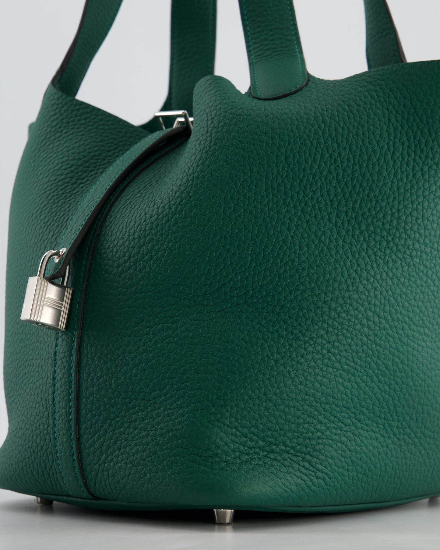 Hermes Picotin Lock 22 Bag in Vert Moyen Clemence Leather with Palladium Hardware