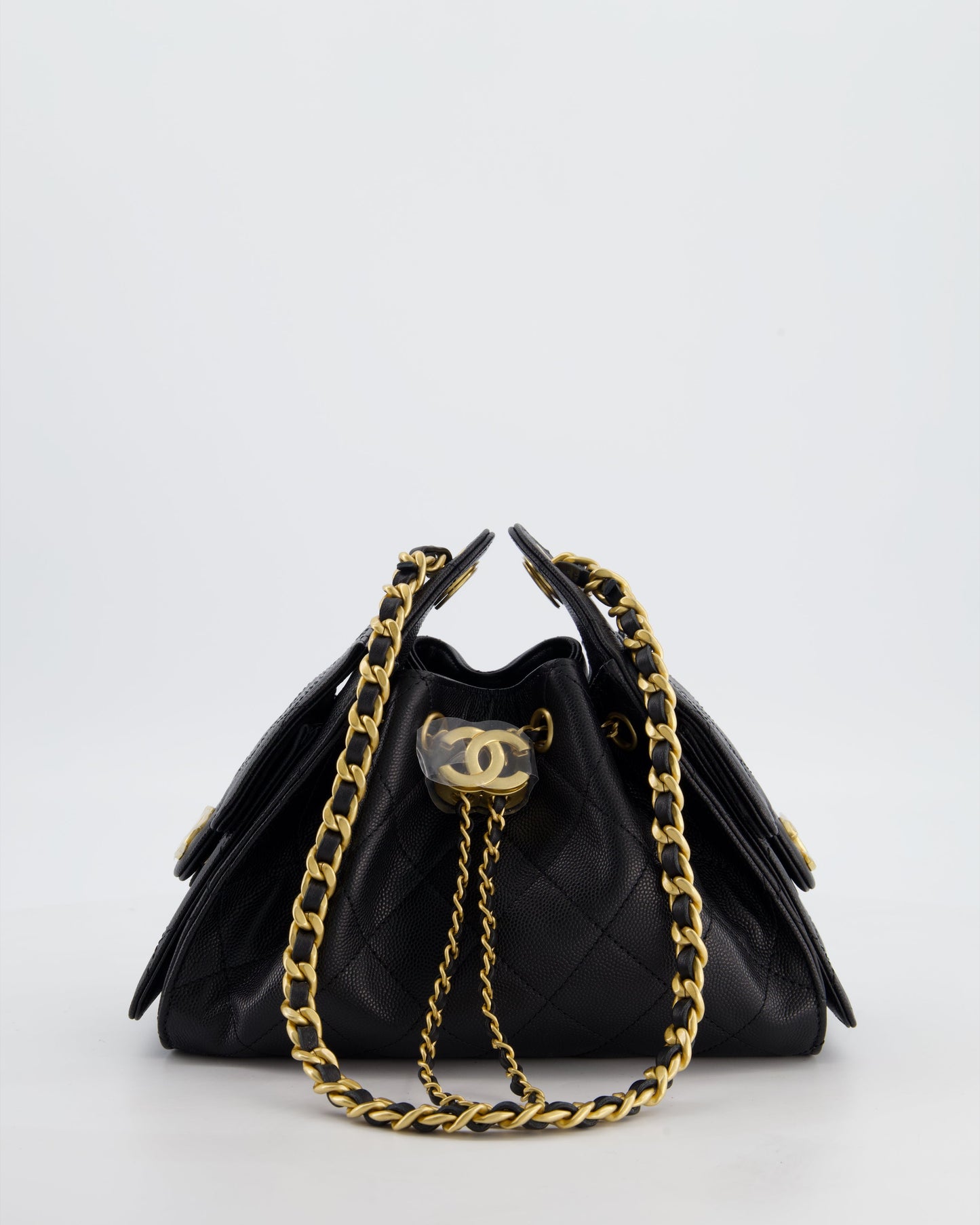 *RARE* Chanel 26C Mini 25 Handbag in Black Caviar Leather with Brushed Gold Hardware