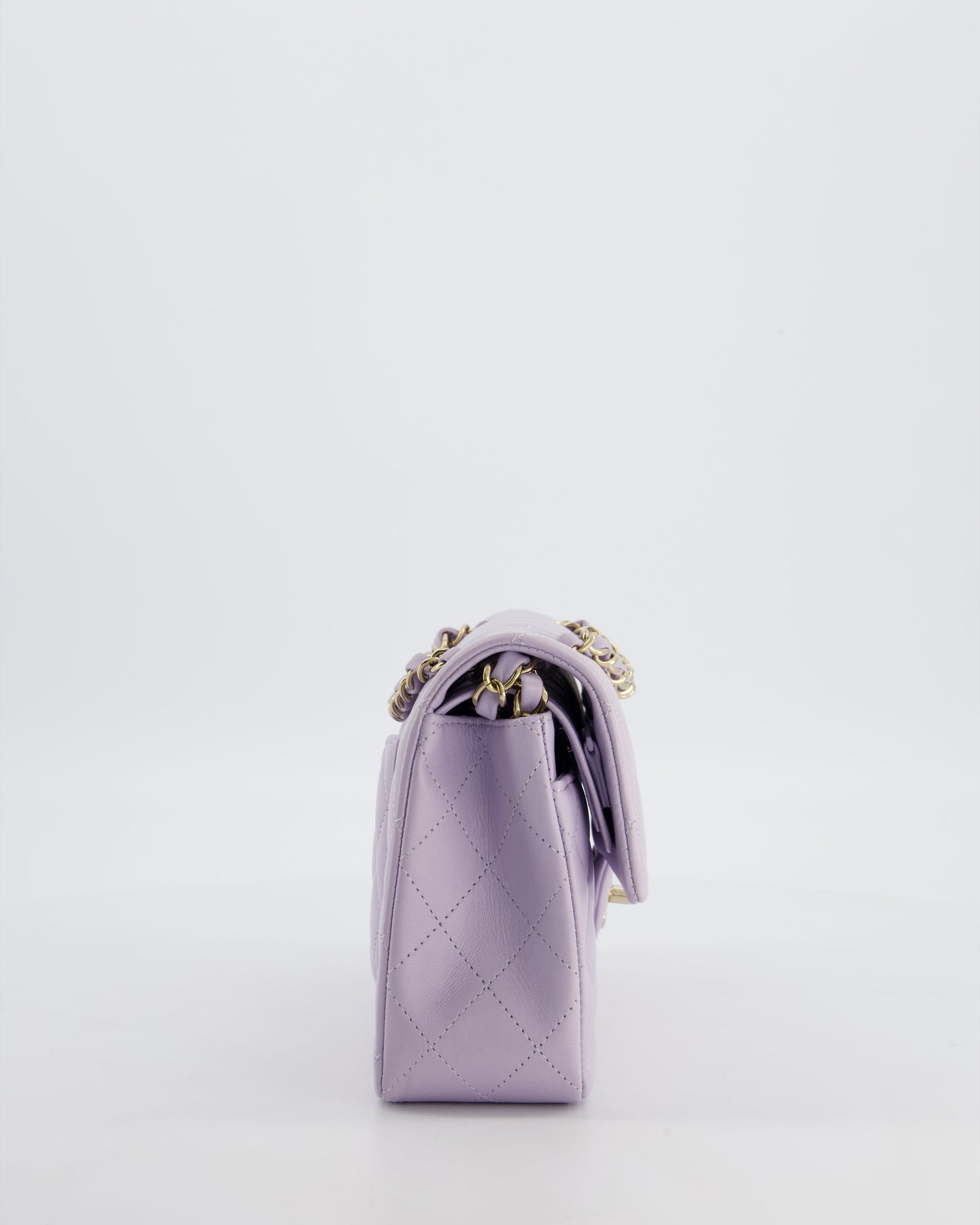 Chanel Small Classic Double Flap Bag in Light Violet Lambskin Leather with Champagne Gold Hardware