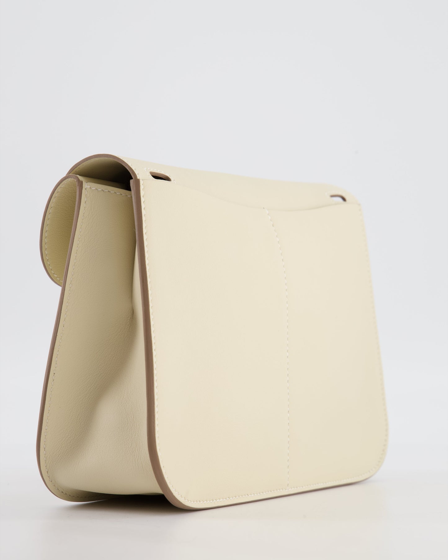 *NEW SIZE* Hermes Mini Halzan Bag in Craie Swift Leather with Gold Hardware