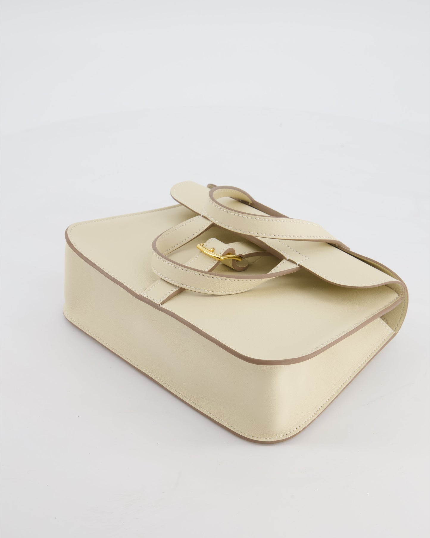 *NEW SIZE* Hermes Mini Halzan Bag in Craie Swift Leather with Gold Hardware