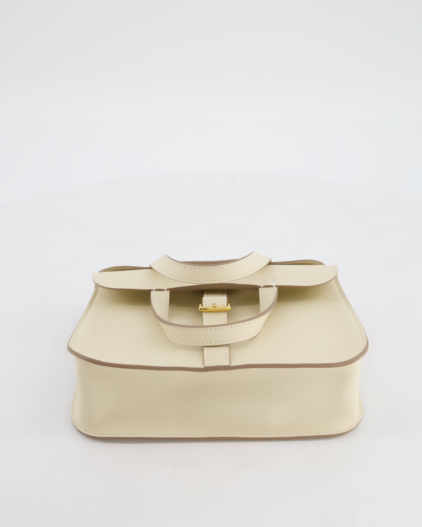 *NEW SIZE* Hermes Mini Halzan Bag in Craie Swift Leather with Gold Hardware