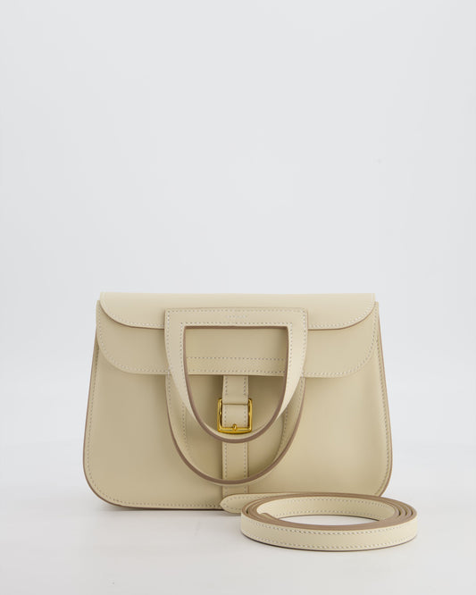 *NEW SIZE* Hermes Mini Halzan Bag in Craie Swift Leather with Gold Hardware