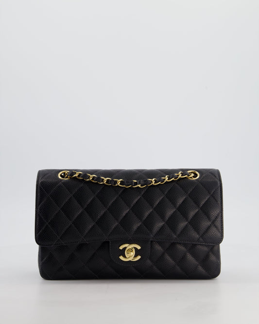 Chanel Medium Black Classic Double Flap Bag in Caviar Leather with Gold Hardware