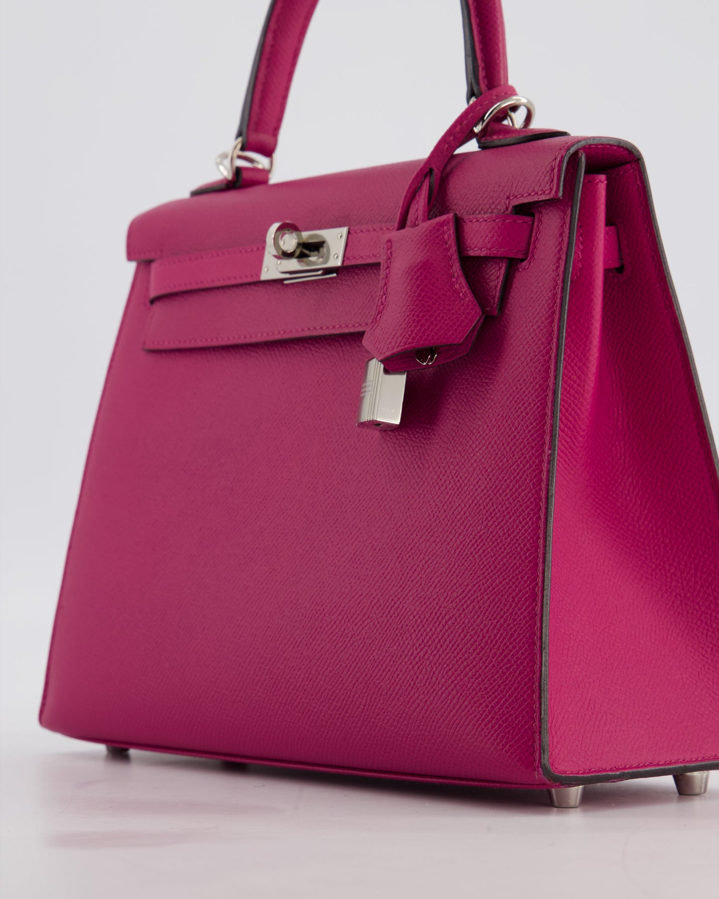 Hermes Kelly 25 Sellier Bag in Rose Pourpre Epsom Leather with Palladium Hardware