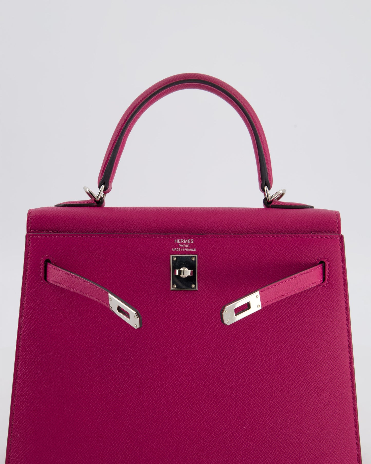 Hermes Kelly 25 Sellier Bag in Rose Pourpre Epsom Leather with Palladium Hardware