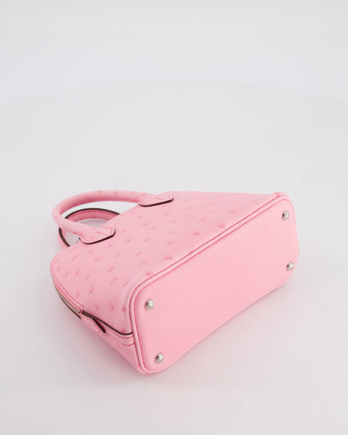 *HOT* Hermes Mini Bolide Bag in Rose Bubblegum Ostrich Leather with Palladium Hardware