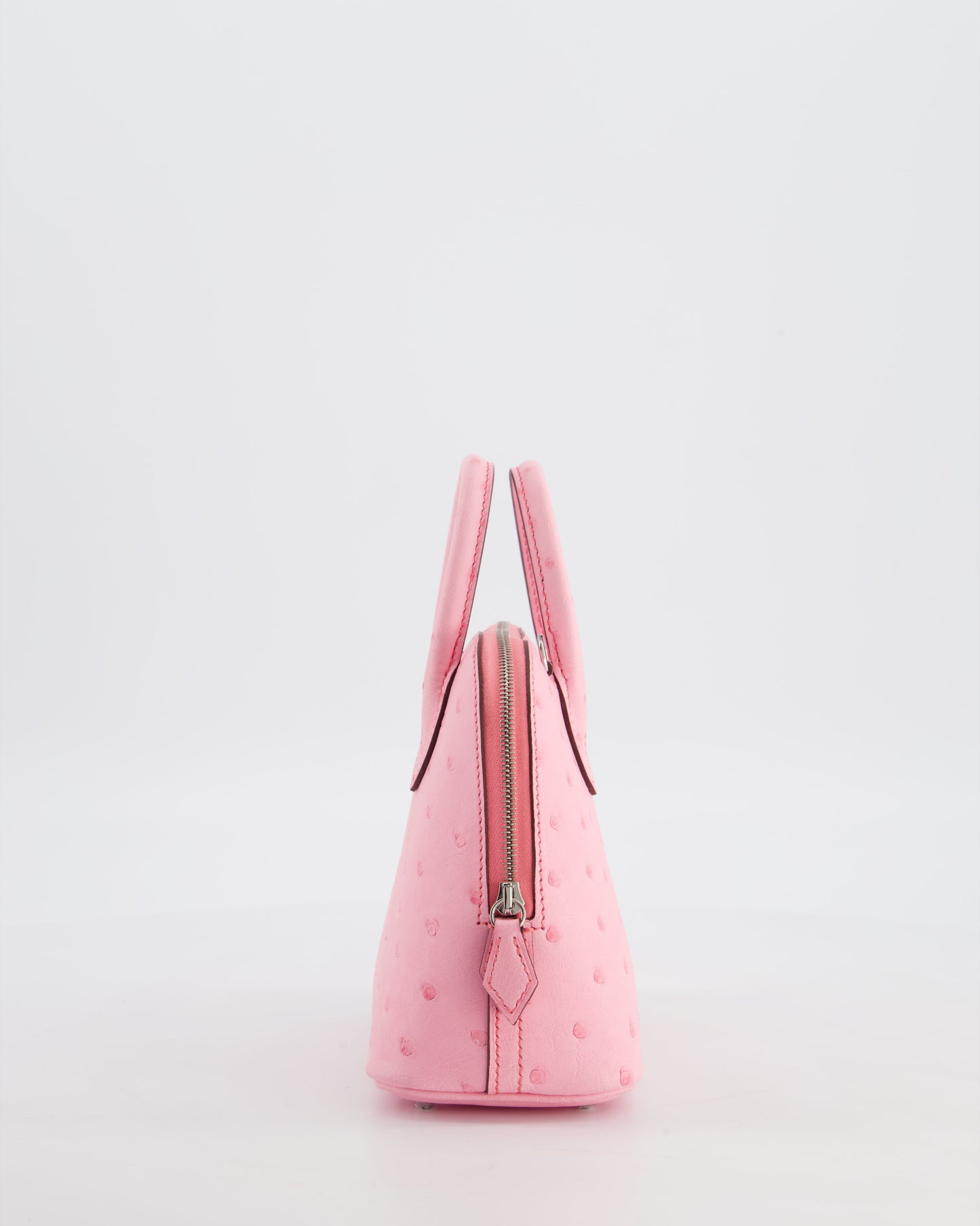 *HOT* Hermes Mini Bolide Bag in Rose Bubblegum Ostrich Leather with Palladium Hardware