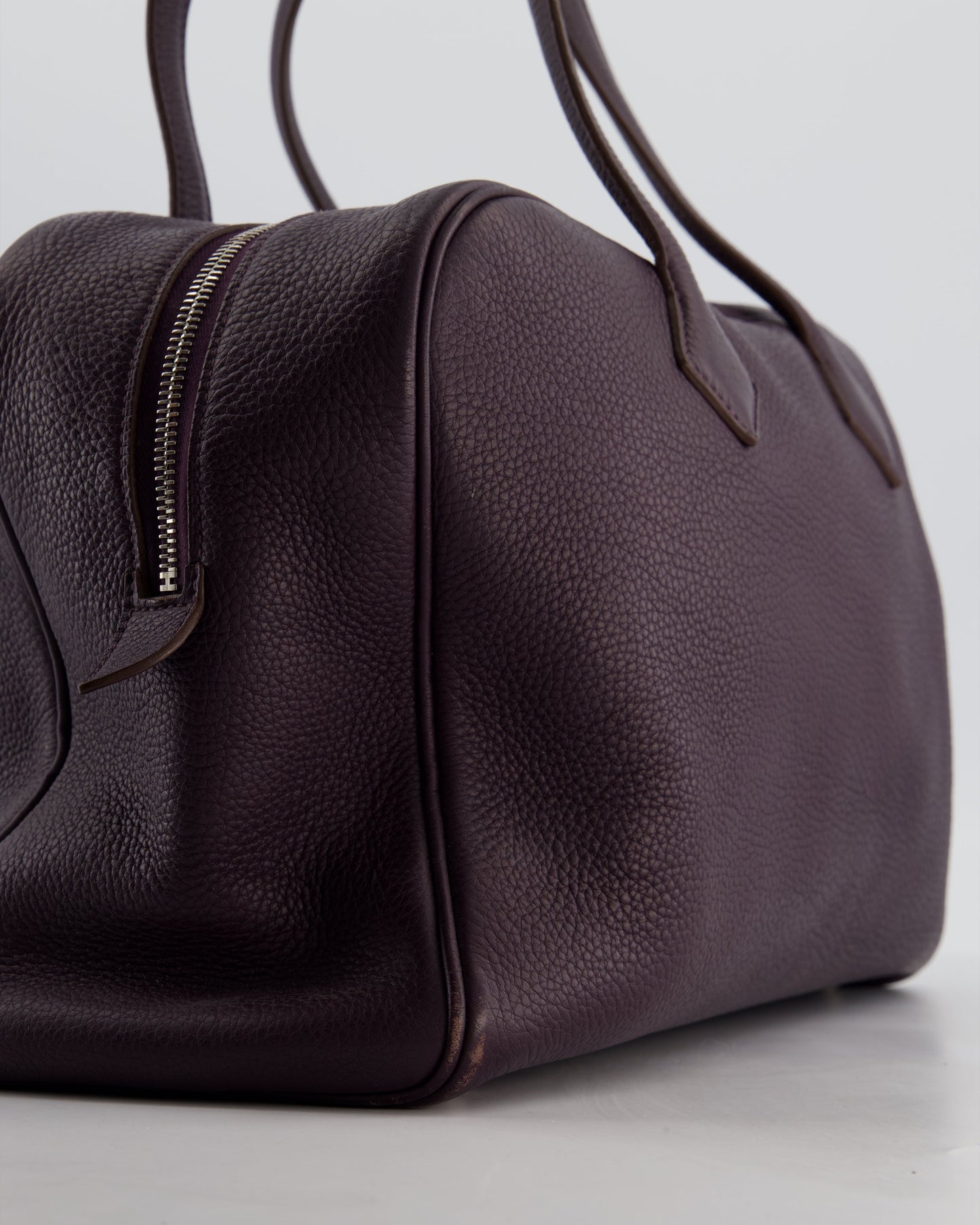 Hermes Victoria II 35cm Bag in Raisin Clemence Leather with Palladium Hardware