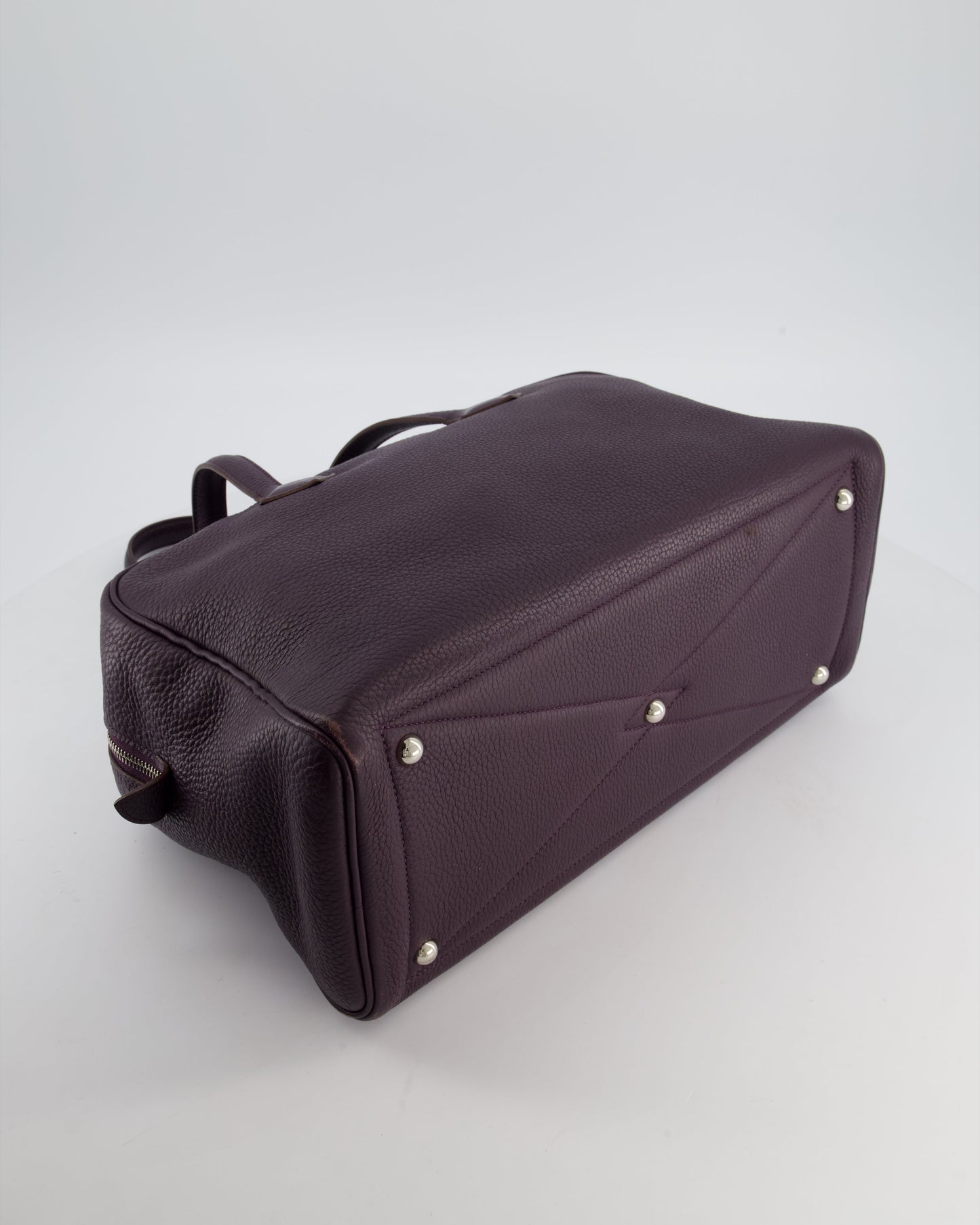 Hermes Victoria II 35cm Bag in Raisin Clemence Leather with Palladium Hardware
