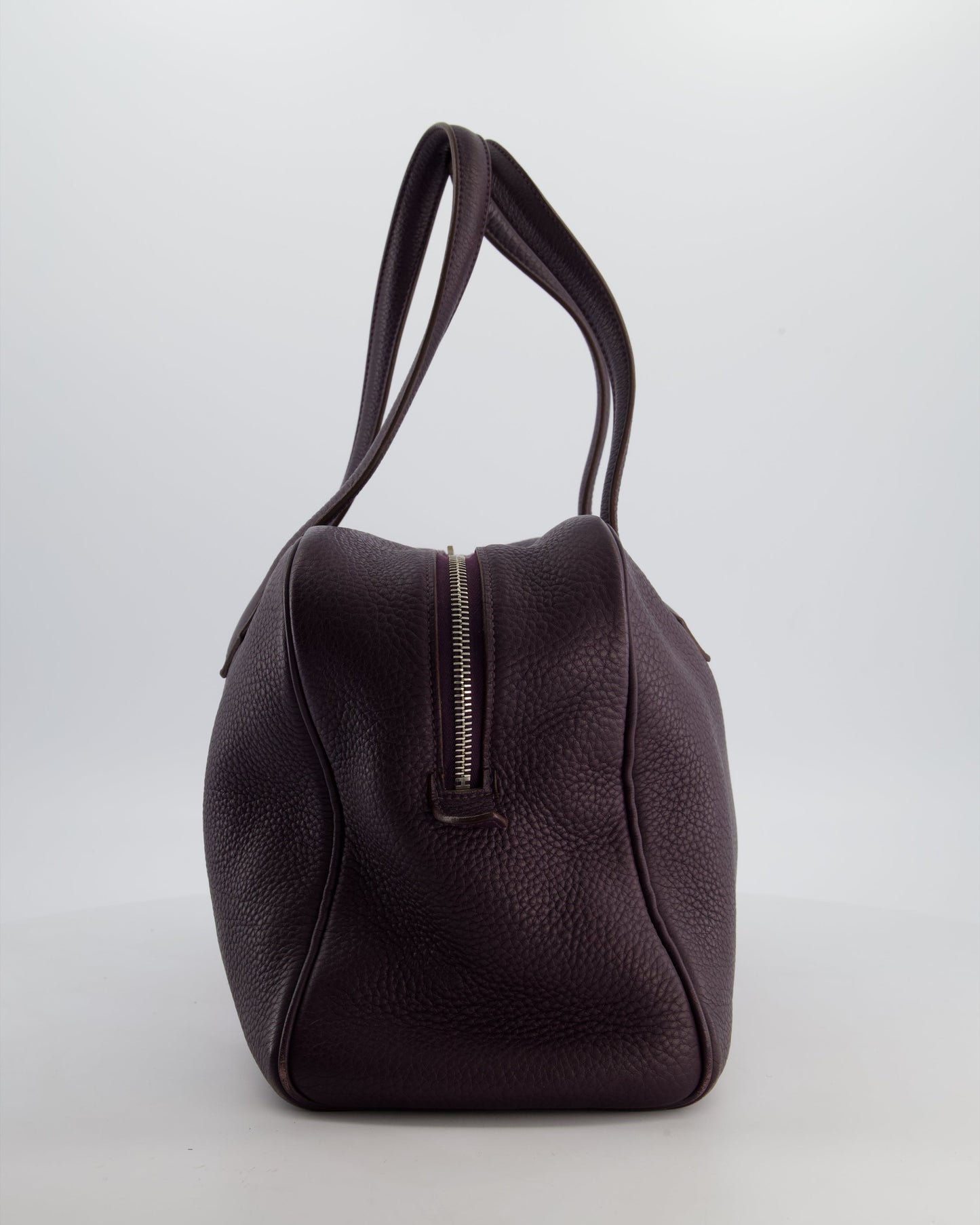 Hermes Victoria II 35cm Bag in Raisin Clemence Leather with Palladium Hardware