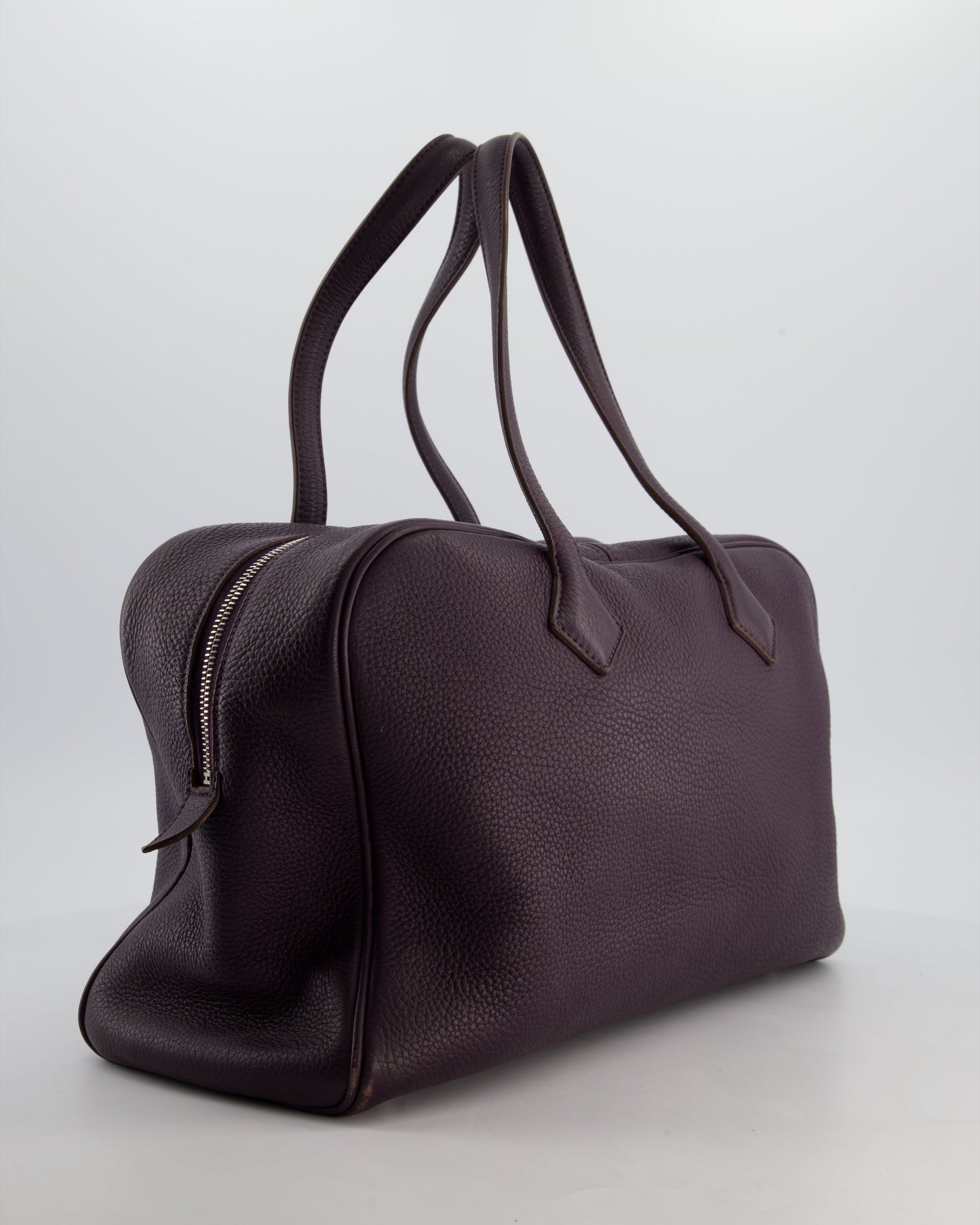 Hermes Victoria II 35cm Bag in Raisin Clemence Leather with Palladium Hardware