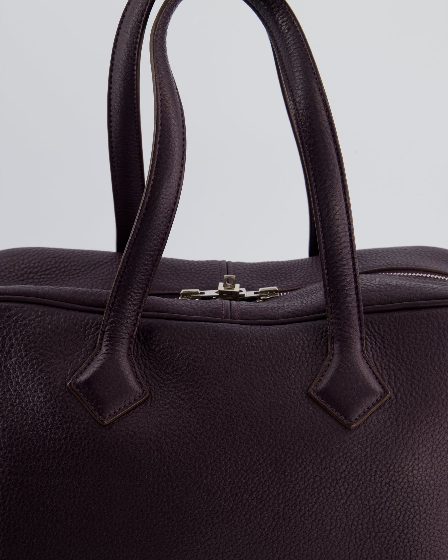 Hermes Victoria II 35cm Bag in Raisin Clemence Leather with Palladium Hardware