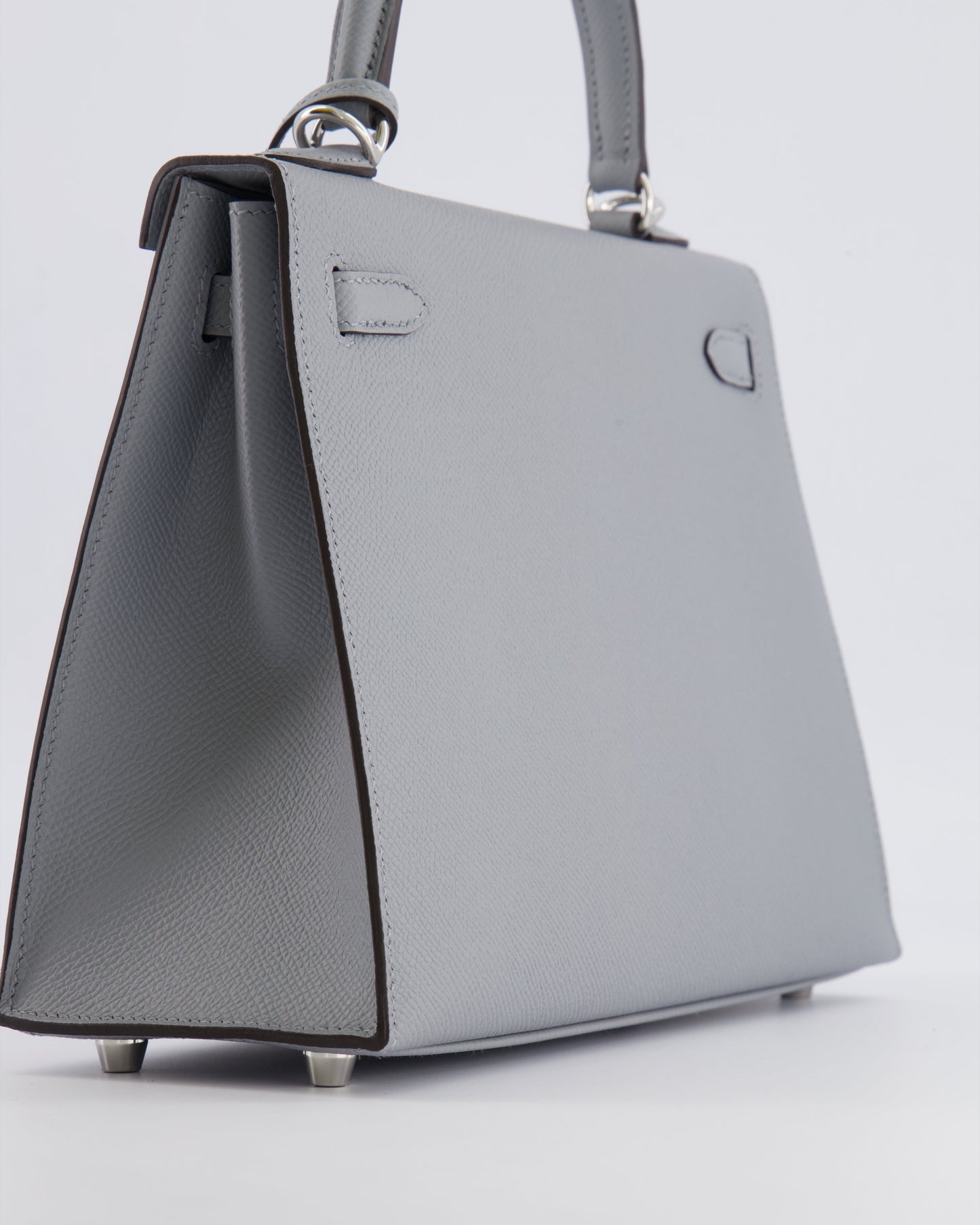 Hermes Kelly 25 Sellier Bag in Gris Pantin Epsom Leather with Palladium Hardware