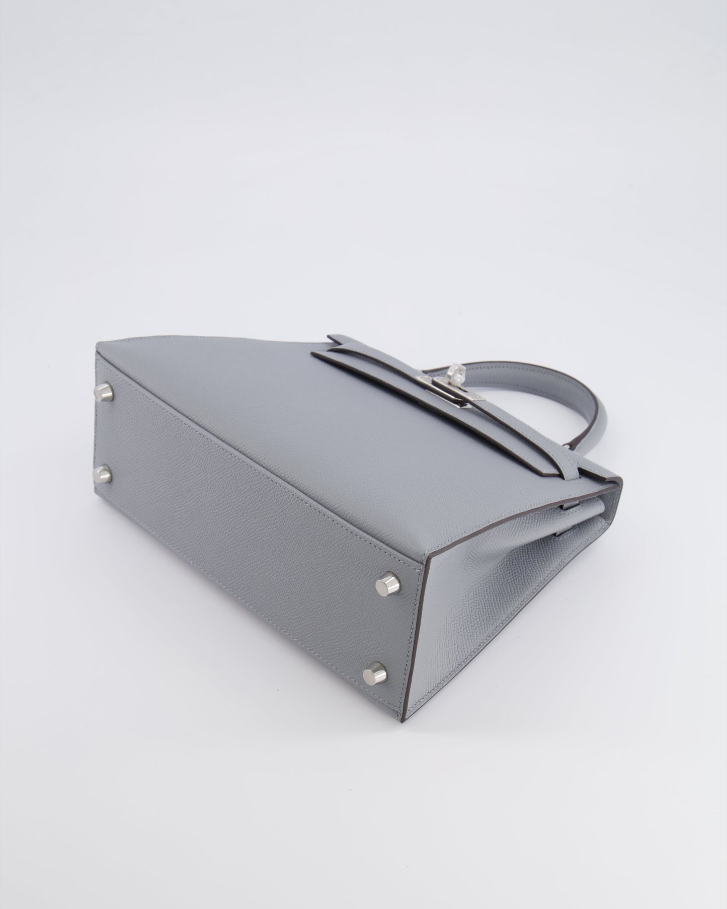 Hermes Kelly 25 Sellier Bag in Gris Pantin Epsom Leather with Palladium Hardware