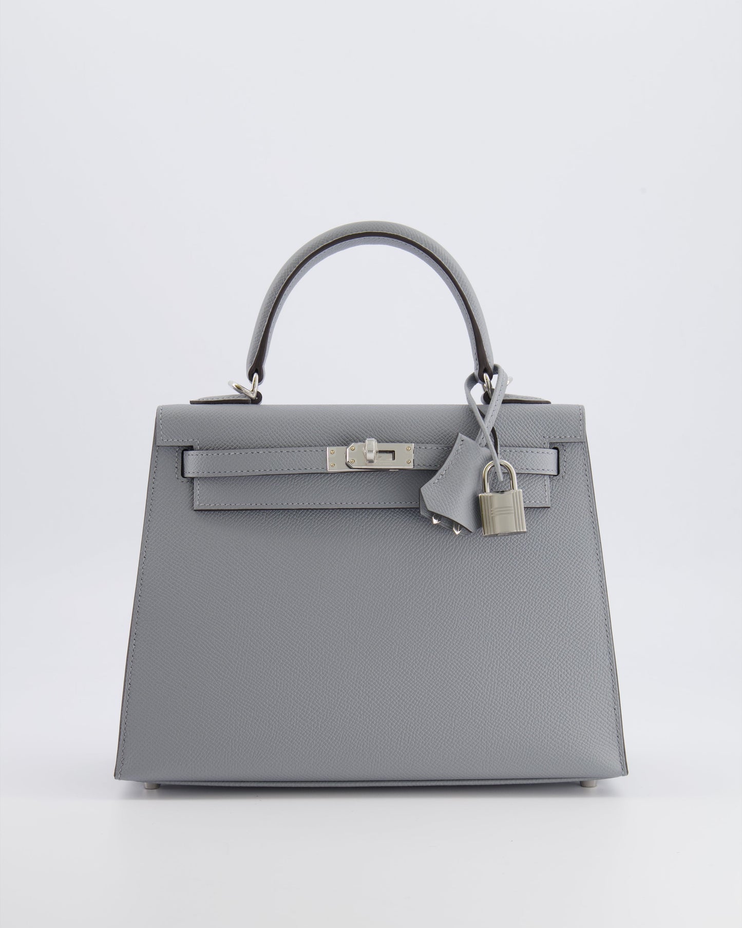 Hermes Kelly 25 Sellier Bag in Gris Pantin Epsom Leather with Palladium Hardware