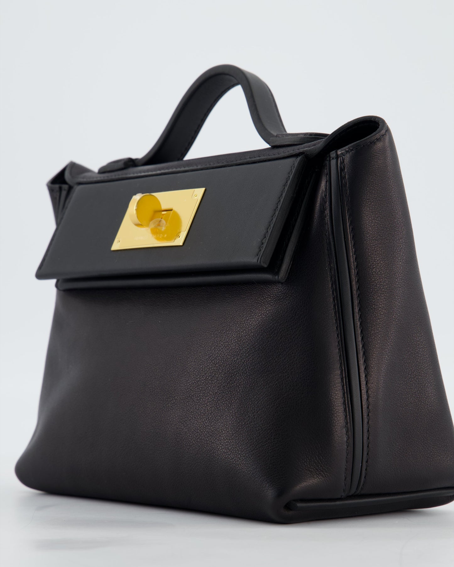 *RARE* Hermes 24/24 21 Bag in Noir Volupto and Noir Swift Leather with Gold Hardware