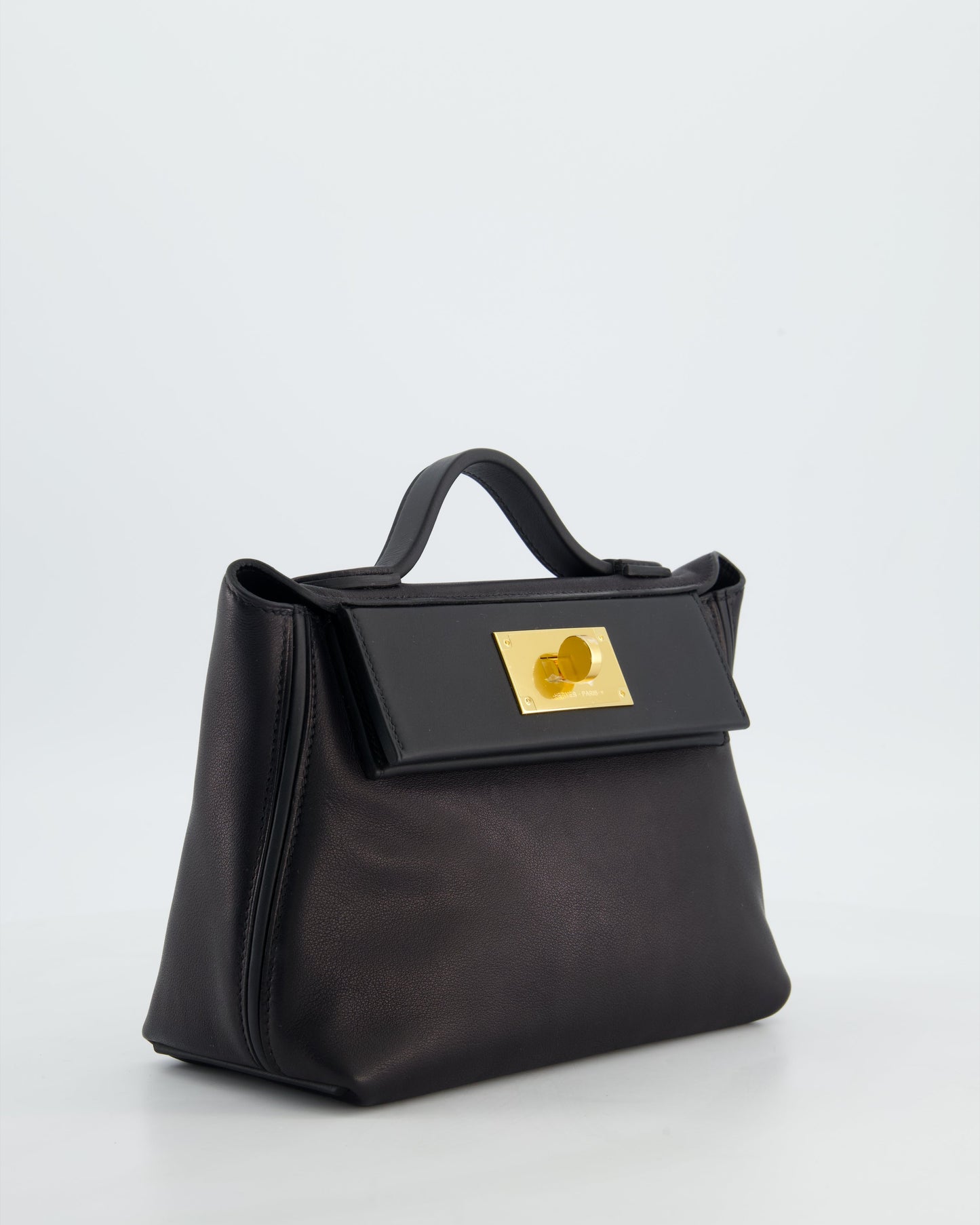 *RARE* Hermes 24/24 21 Bag in Noir Volupto and Noir Swift Leather with Gold Hardware
