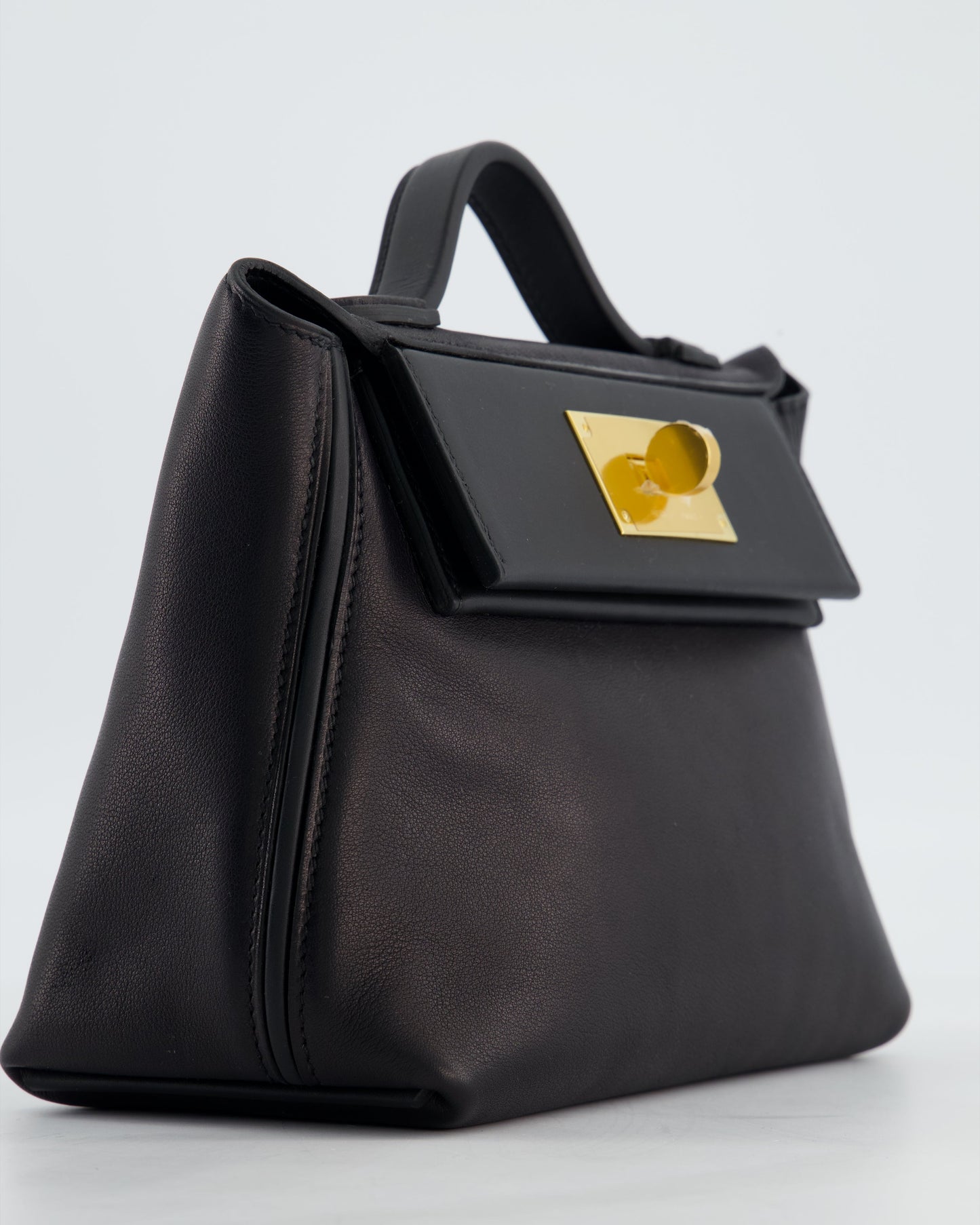 *RARE* Hermes 24/24 21 Bag in Noir Volupto and Noir Swift Leather with Gold Hardware