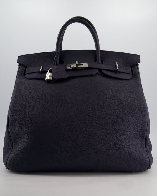 *RARE* Hermes HAC Bag 40 in Bleu Abysse Togo Leather With Palladium Hardware