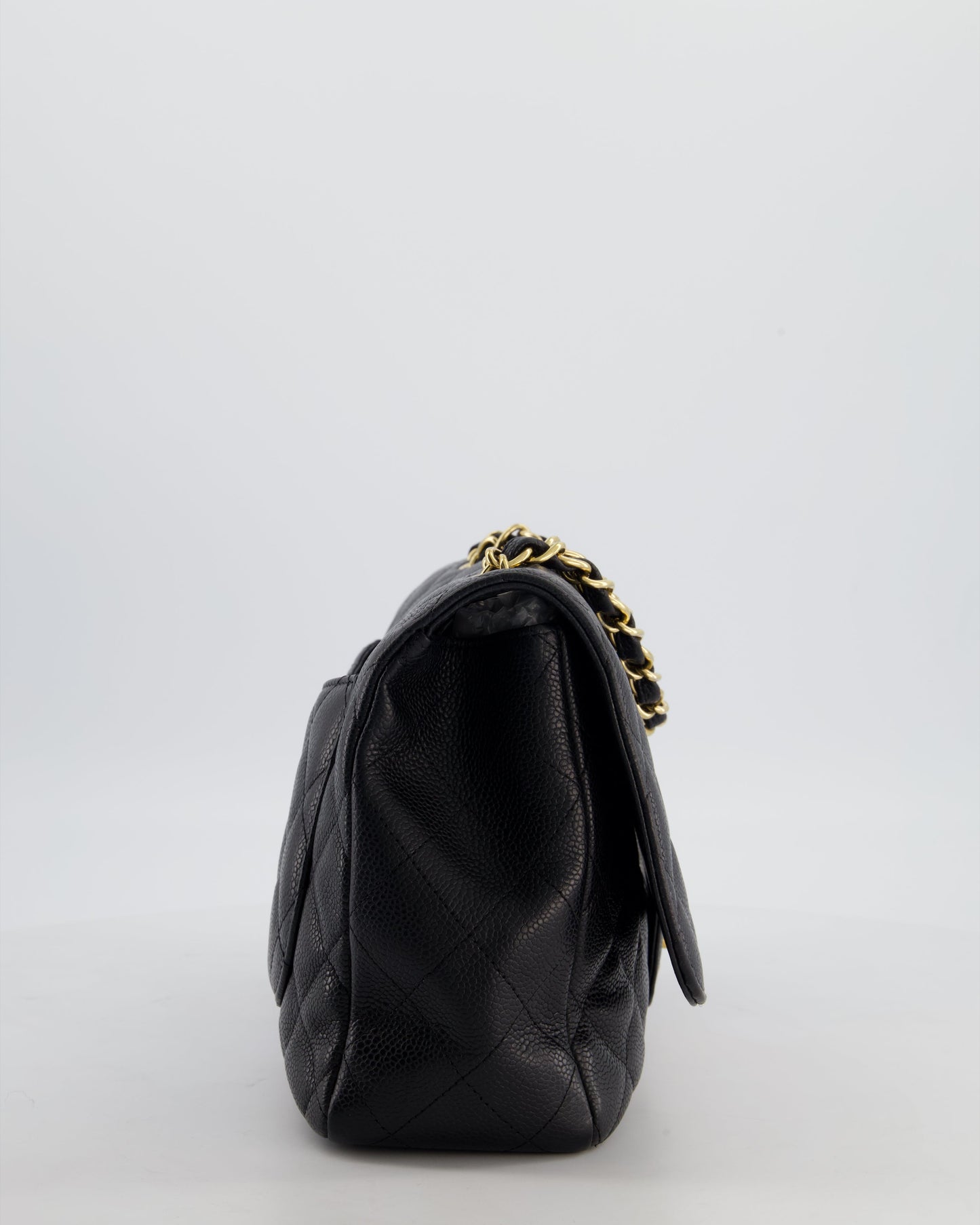 Chanel Black Jumbo Classic Single Flap Bag in Caviar Leather with Gold Hardware